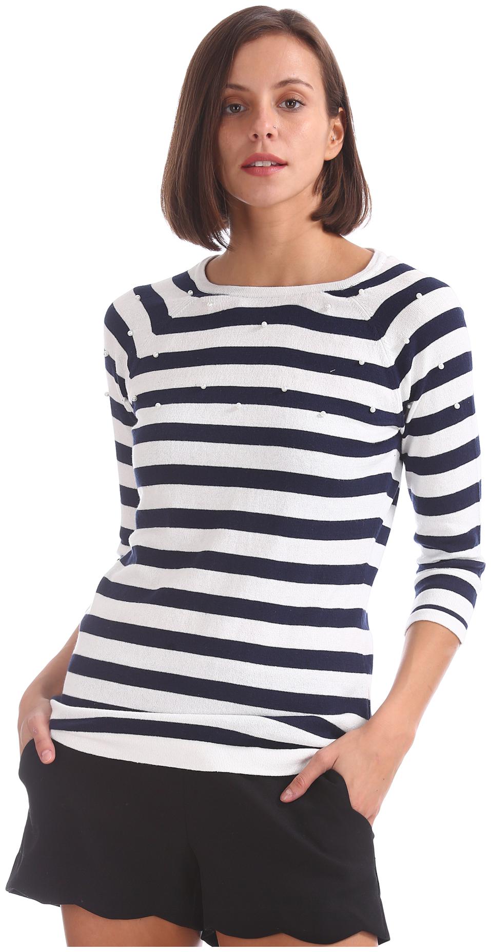 

U S Polo Assn Women Striped Regular top - White