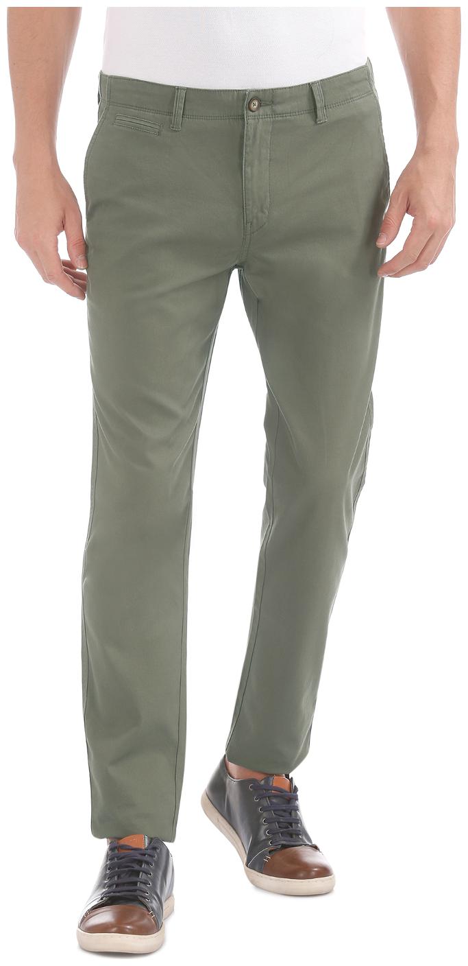 

U S Polo Assn Men Grey Solid Slim fit Regular trousers