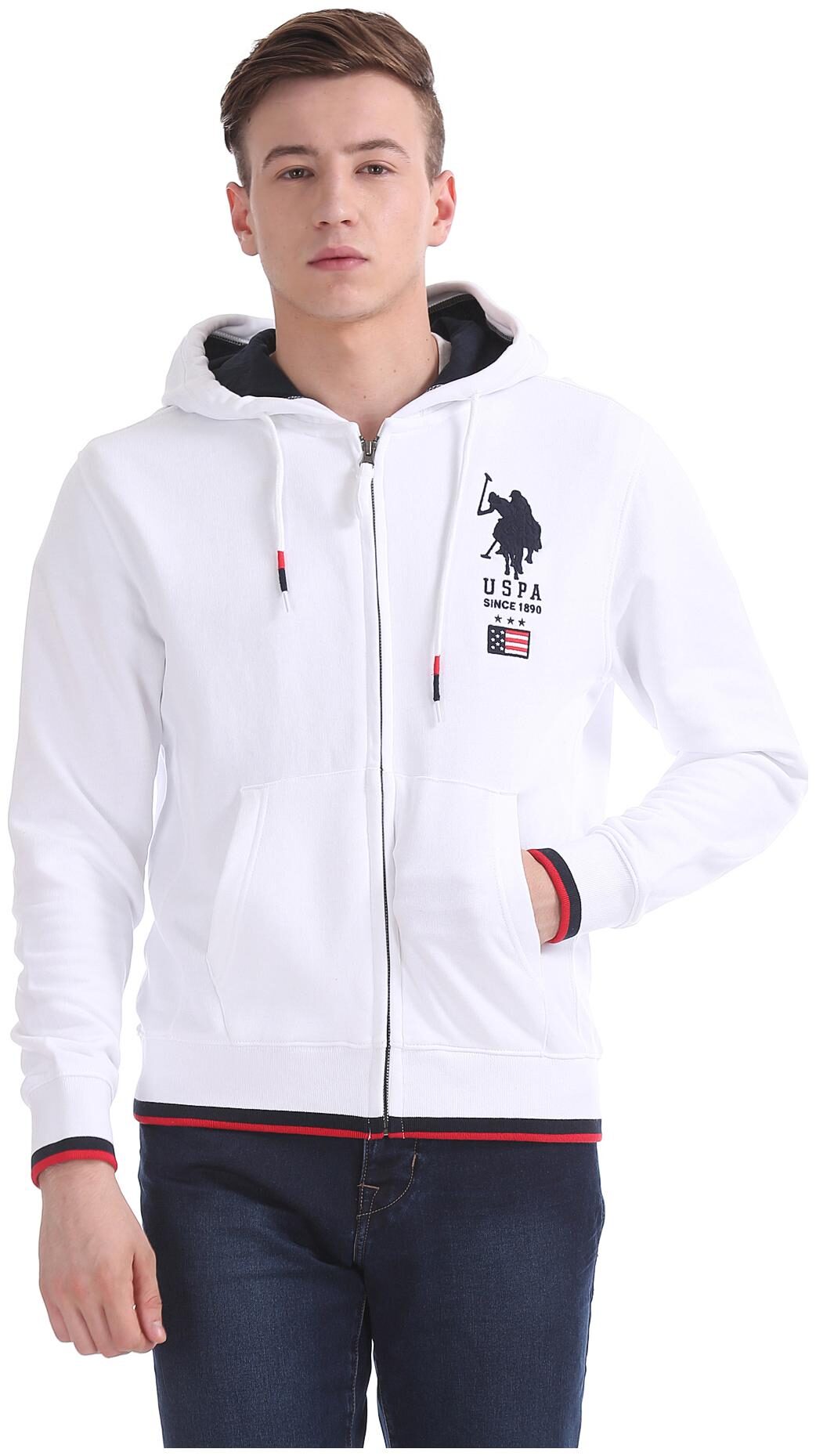 

U S Polo Assn Men White Hooded Hoodie
