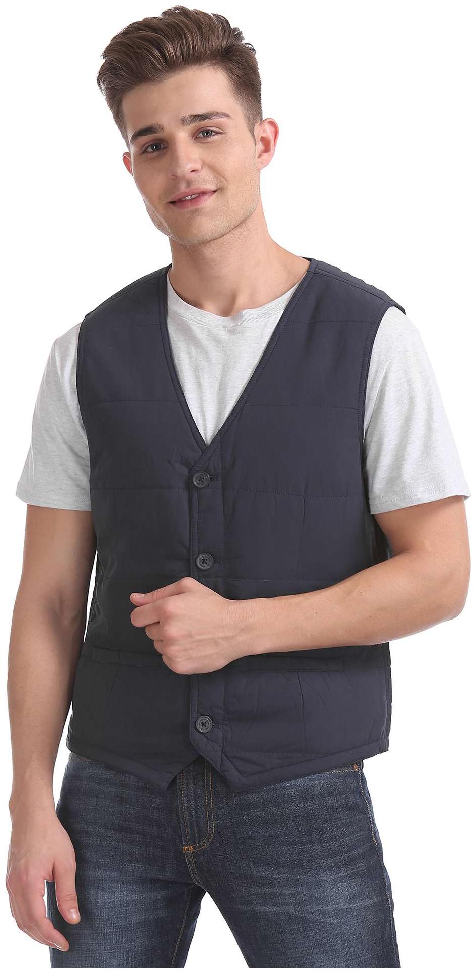 

U S Polo Assn Men Blue Solid Quilted jacket