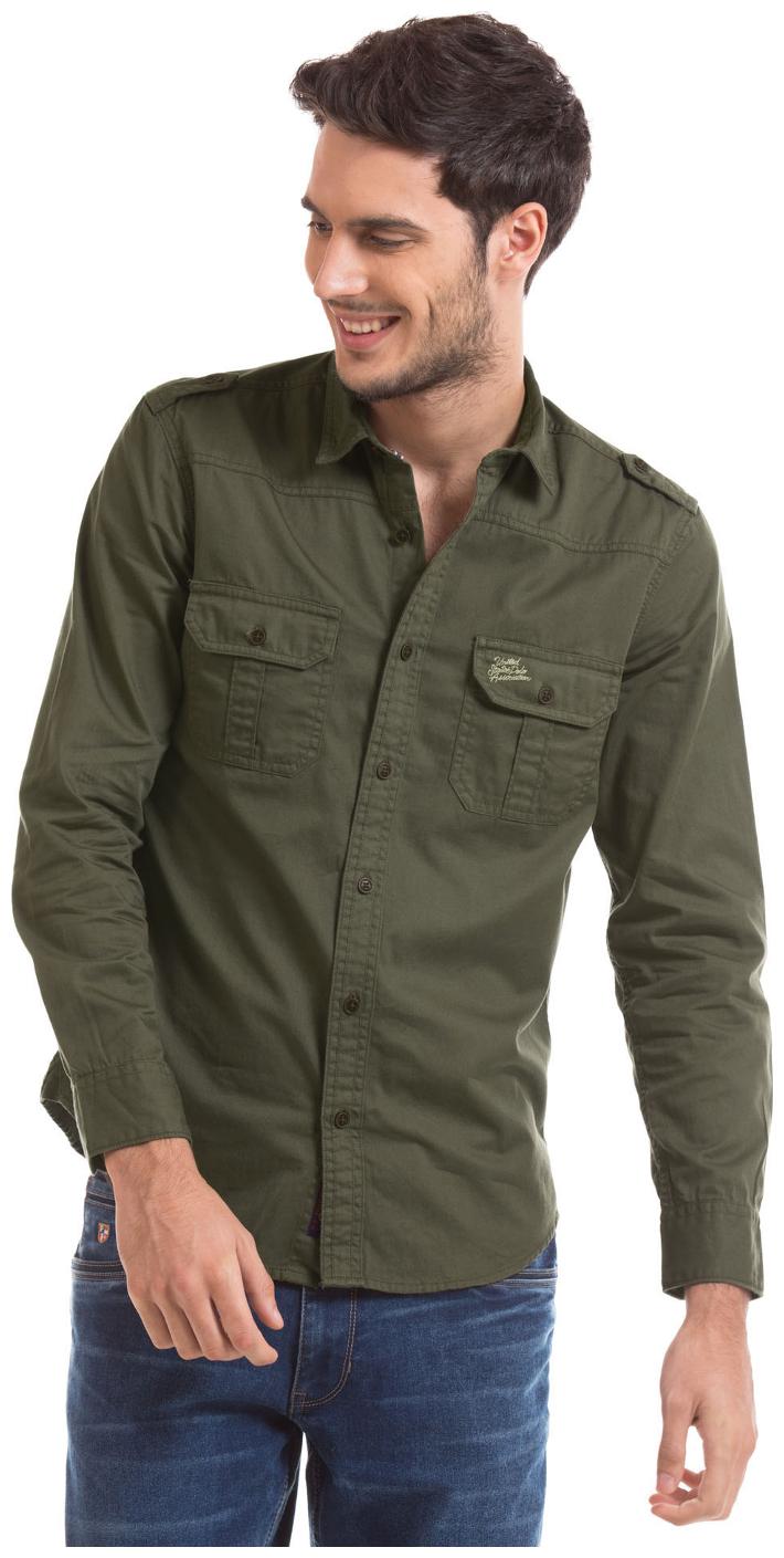 

U S Polo Assn Men Green Solid Regular Fit Casual Shirt