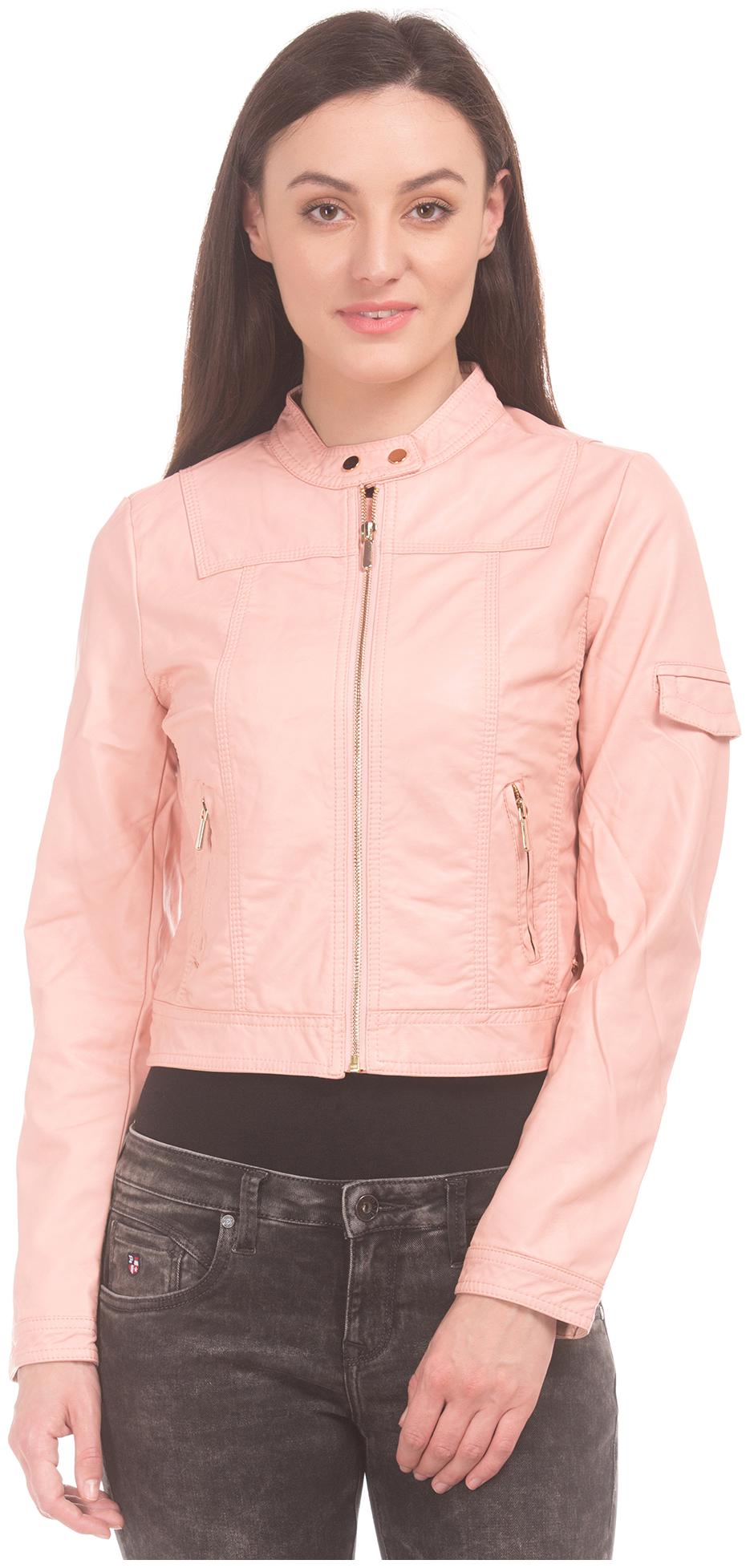 

U S Polo Assn Women Solid Leather Jacket - Pink