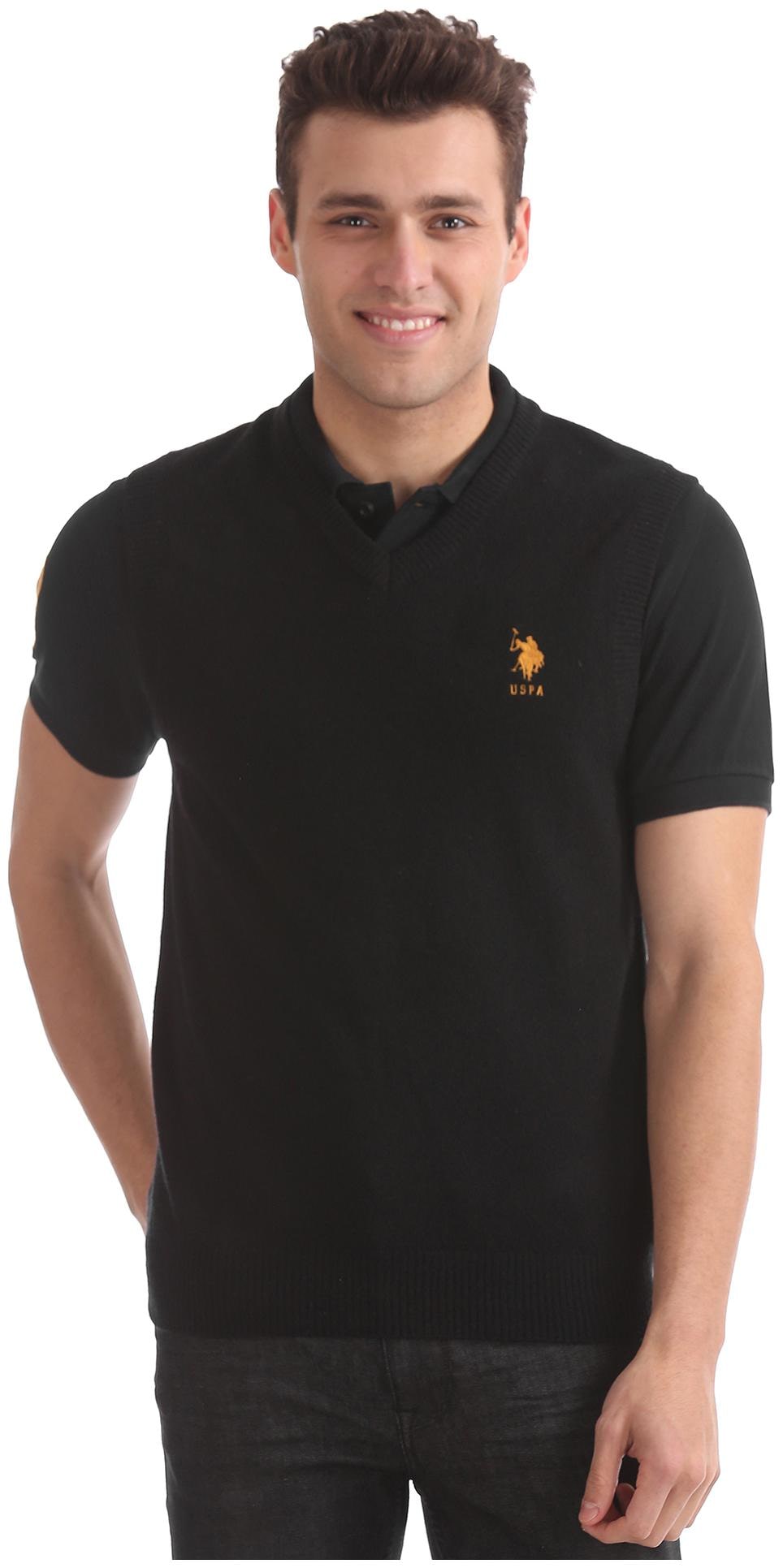 

U S Polo Assn Men Black V neck Pullover