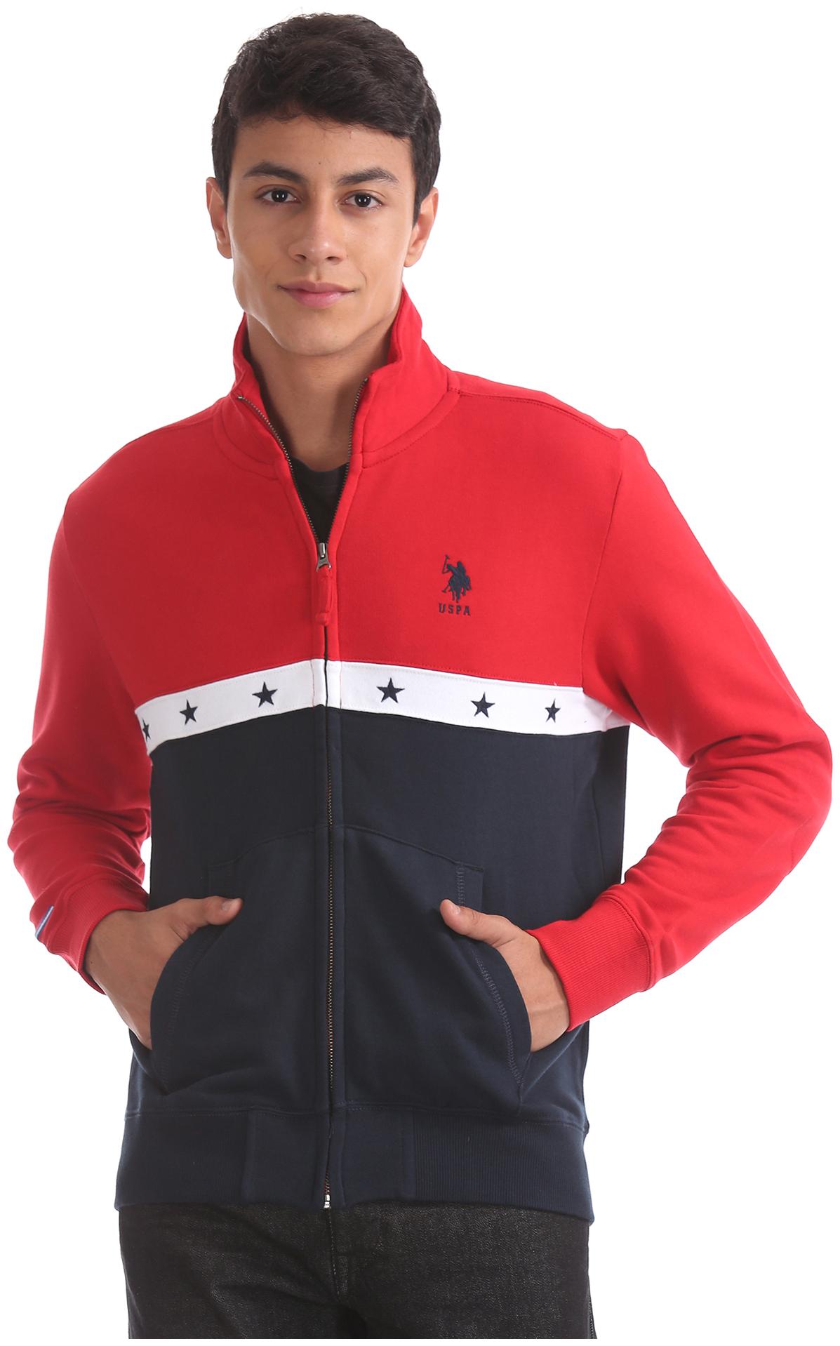 

U S Polo Assn Men Red High neck Sweatshirt