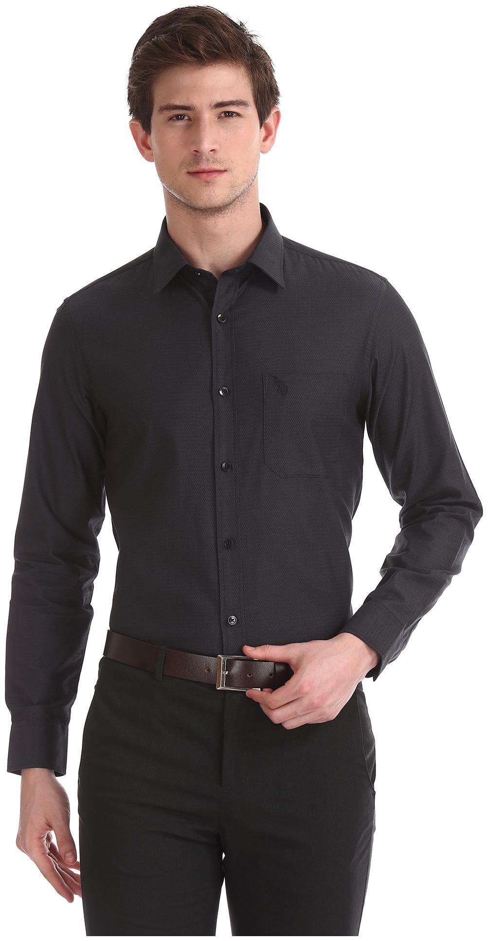 

U S Polo Assn Men Regular fit Formal Shirt - Grey