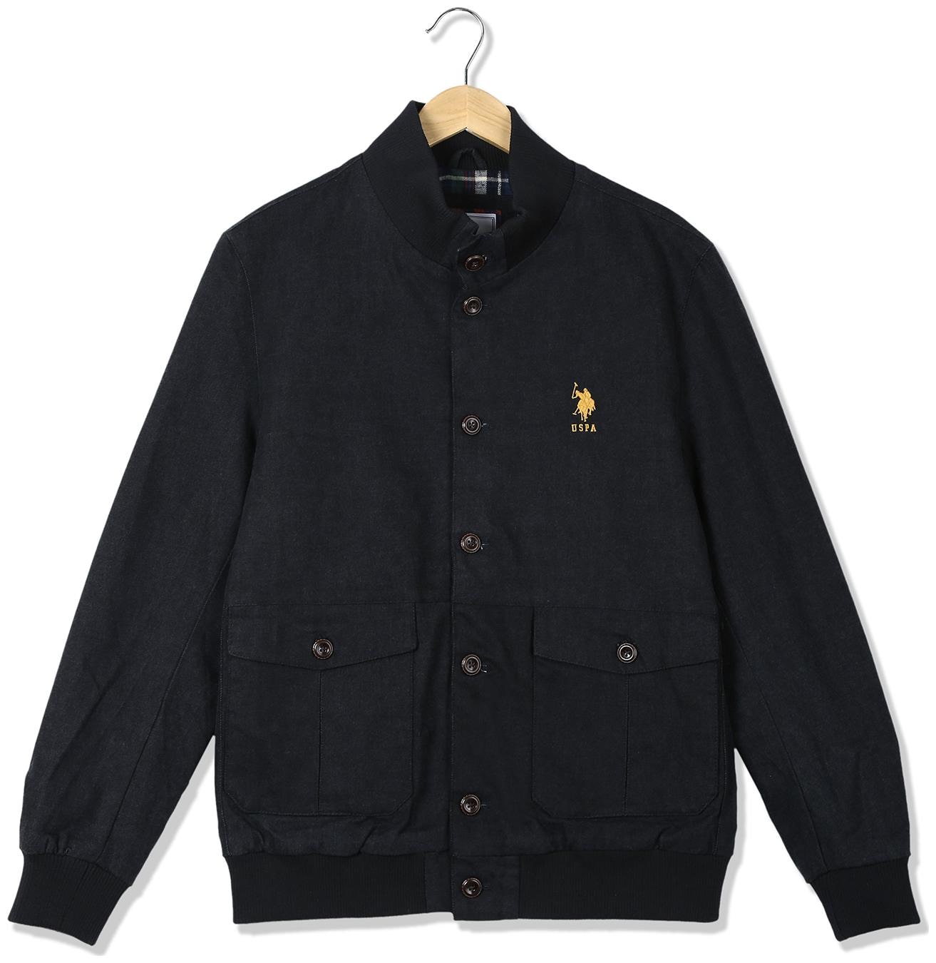 

U S Polo Assn Men Blue Solid Bomber jacket