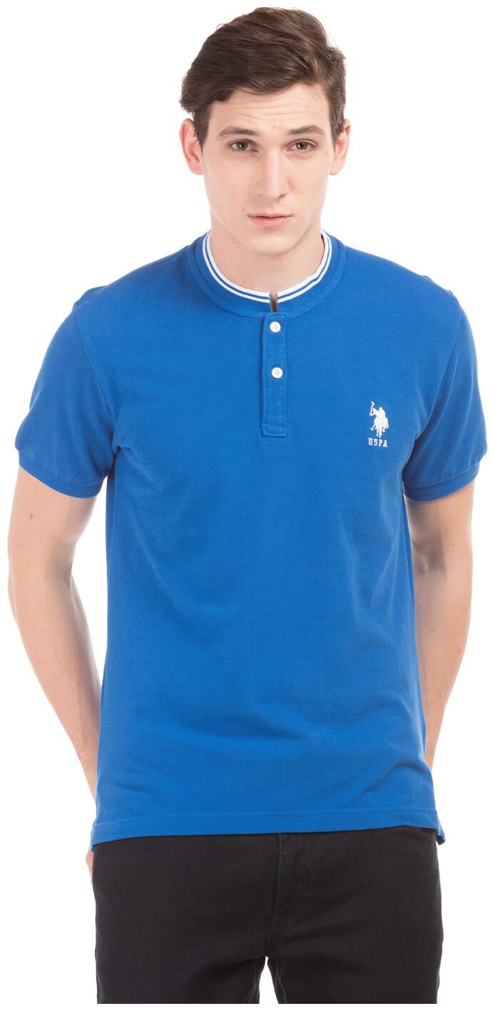 

U S Polo Assn Men Blue Slim fit Cotton Polo collar T-Shirt - Pack Of 1