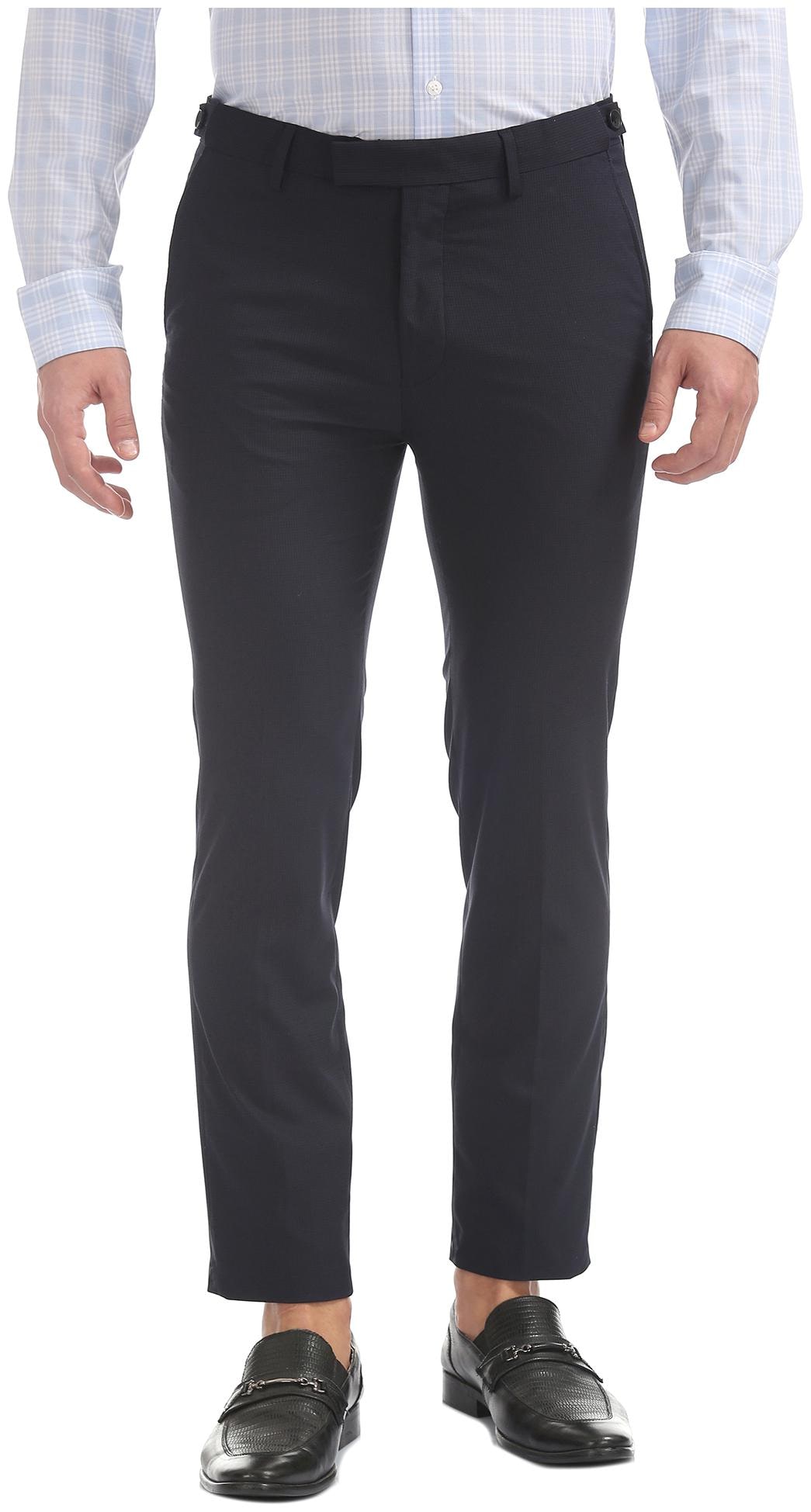 

U S Polo Assn Men Checked Slim Fit Formal Trouser - Blue