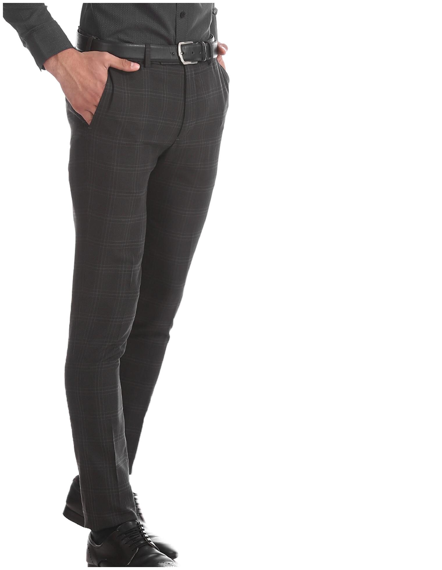 

U S Polo Assn Men Checked Slim Fit Formal Trouser - Grey