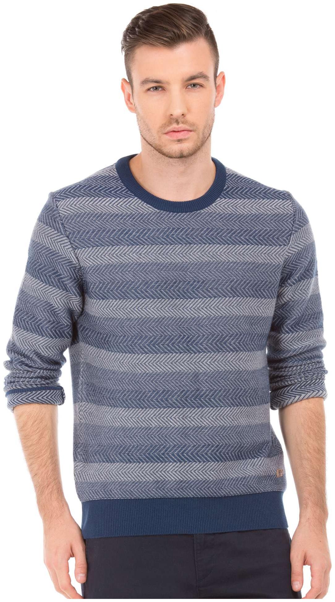 

U S Polo Assn Denim Co Blue Cotton Chevron Knit Cotton Sweater