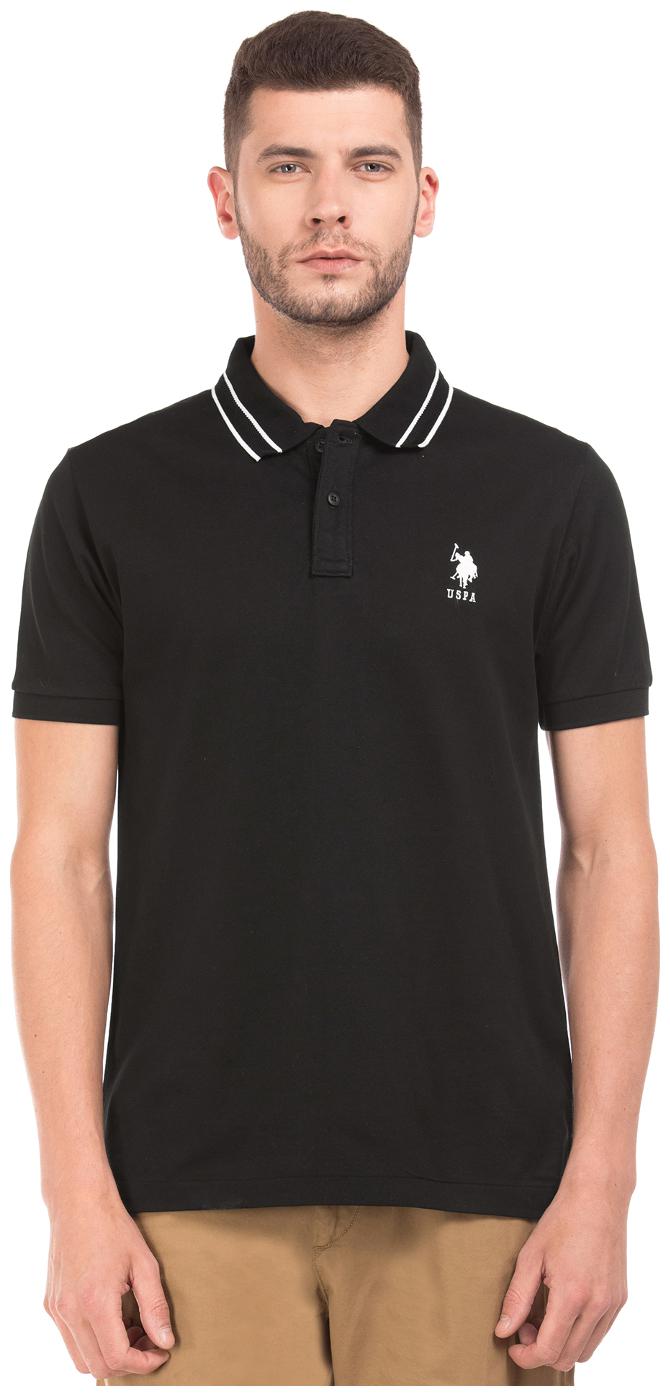 

U S Polo Assn Men Black Slim fit Cotton Polo collar T-Shirt - Pack Of 1
