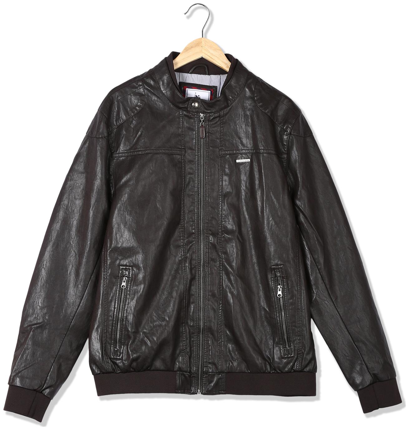 

U S Polo Assn Men Brown Solid Biker jacket