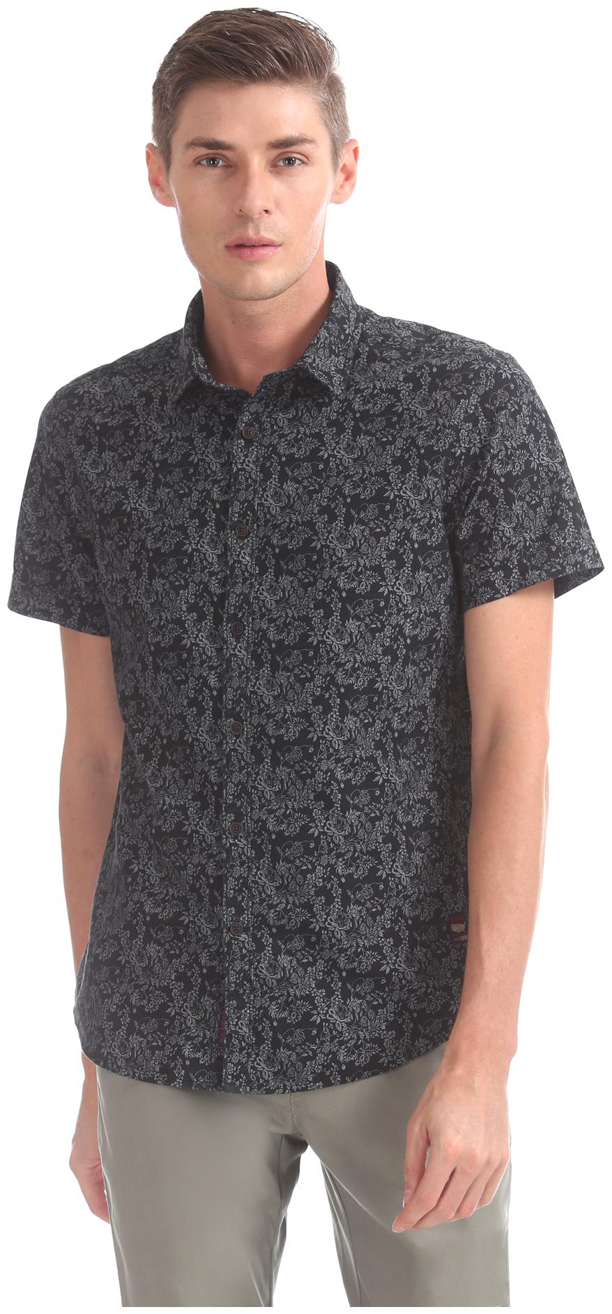 

U S Polo Assn Men Black Printed Slim Fit Casual Shirt