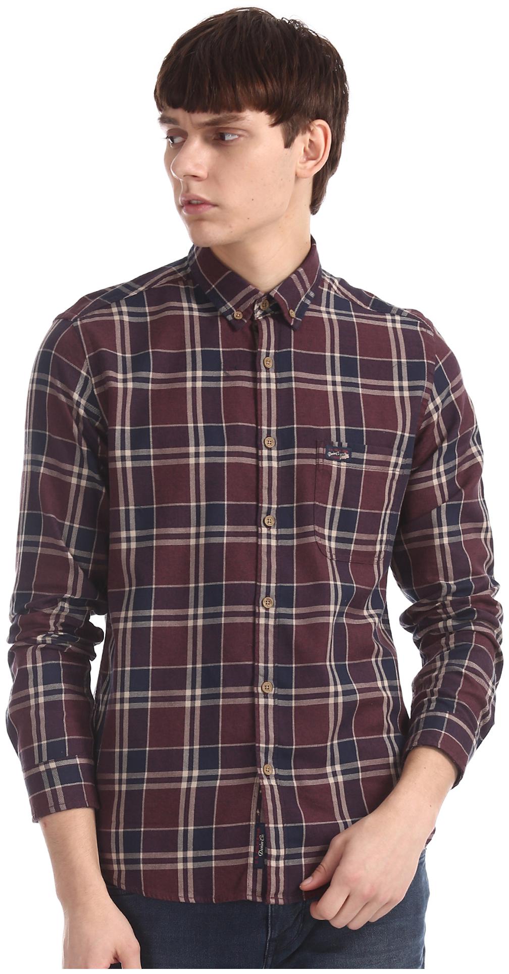 

U S Polo Assn Men Red Checked Slim Fit Casual Shirt