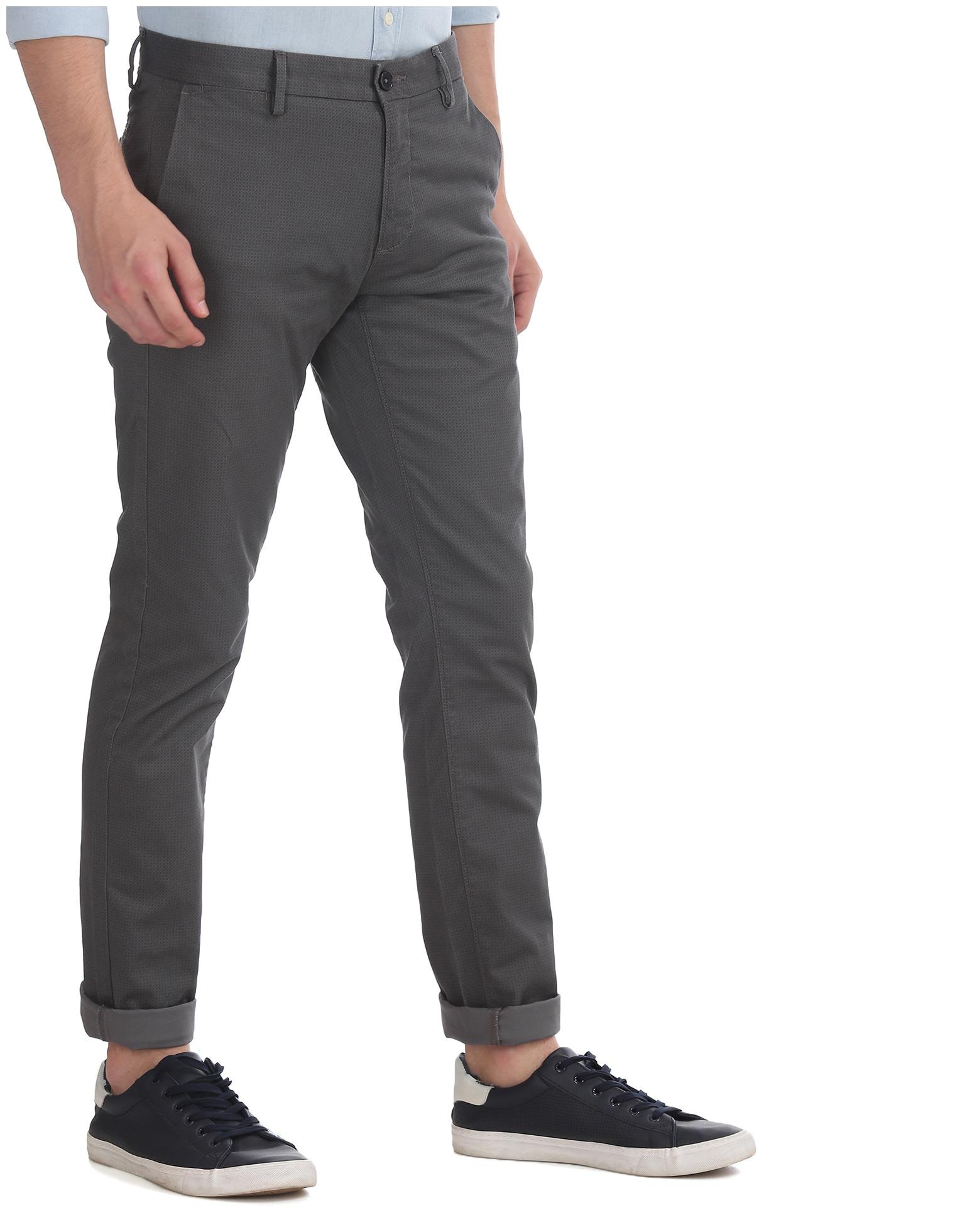 

U S Polo Assn Men Grey Printed Regular fit Regular trousers
