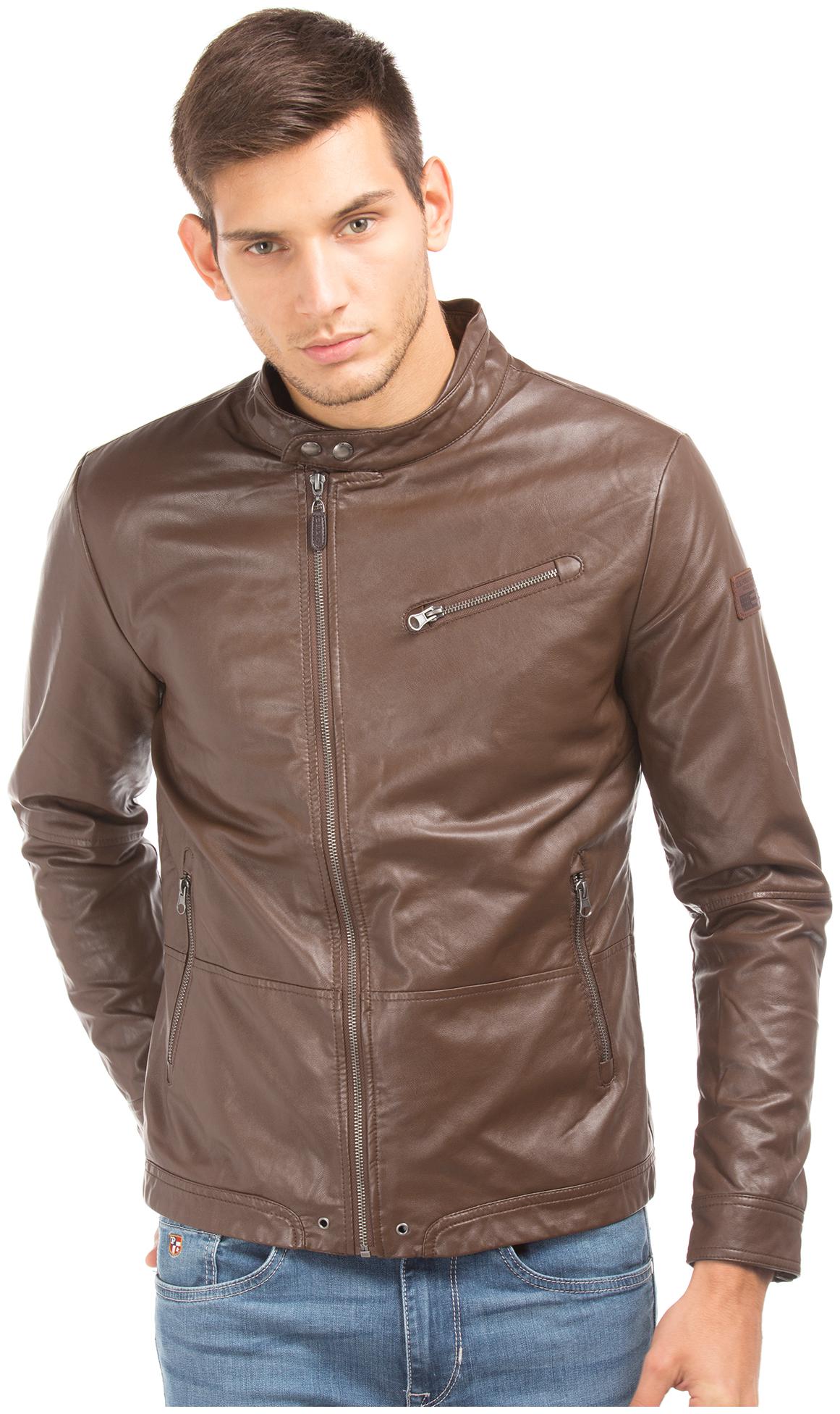

U S Polo Assn Men Brown Solid Biker jacket