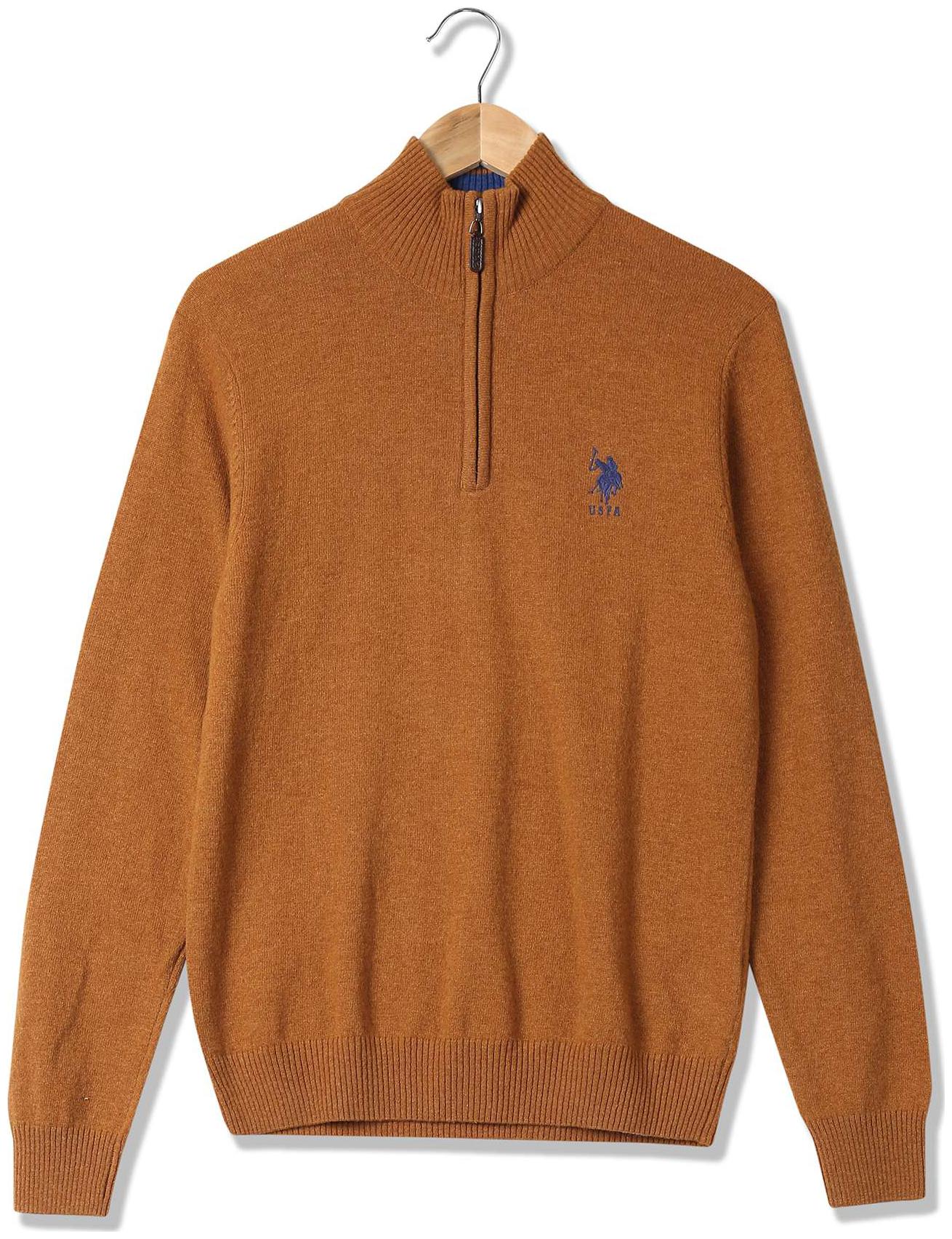 

U S Polo Assn Men Orange High neck Pullover