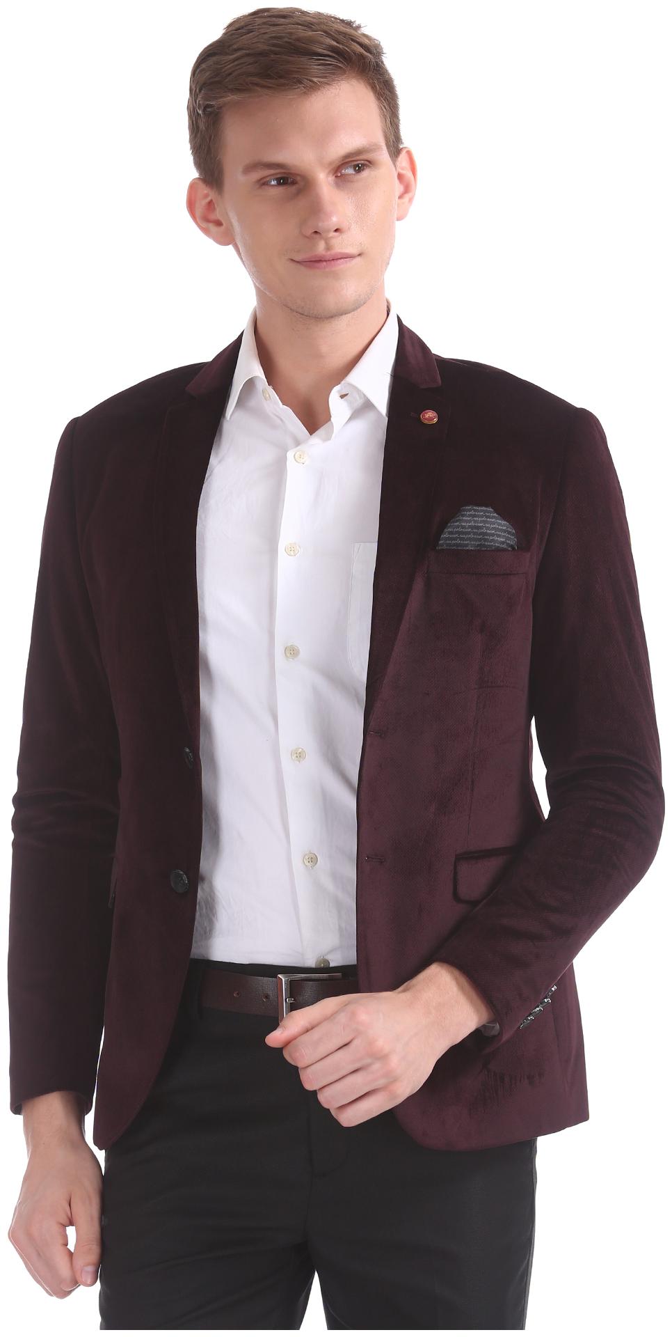 

U S Polo Assn Men Red Solid Slim fit Single Breasted Blazer