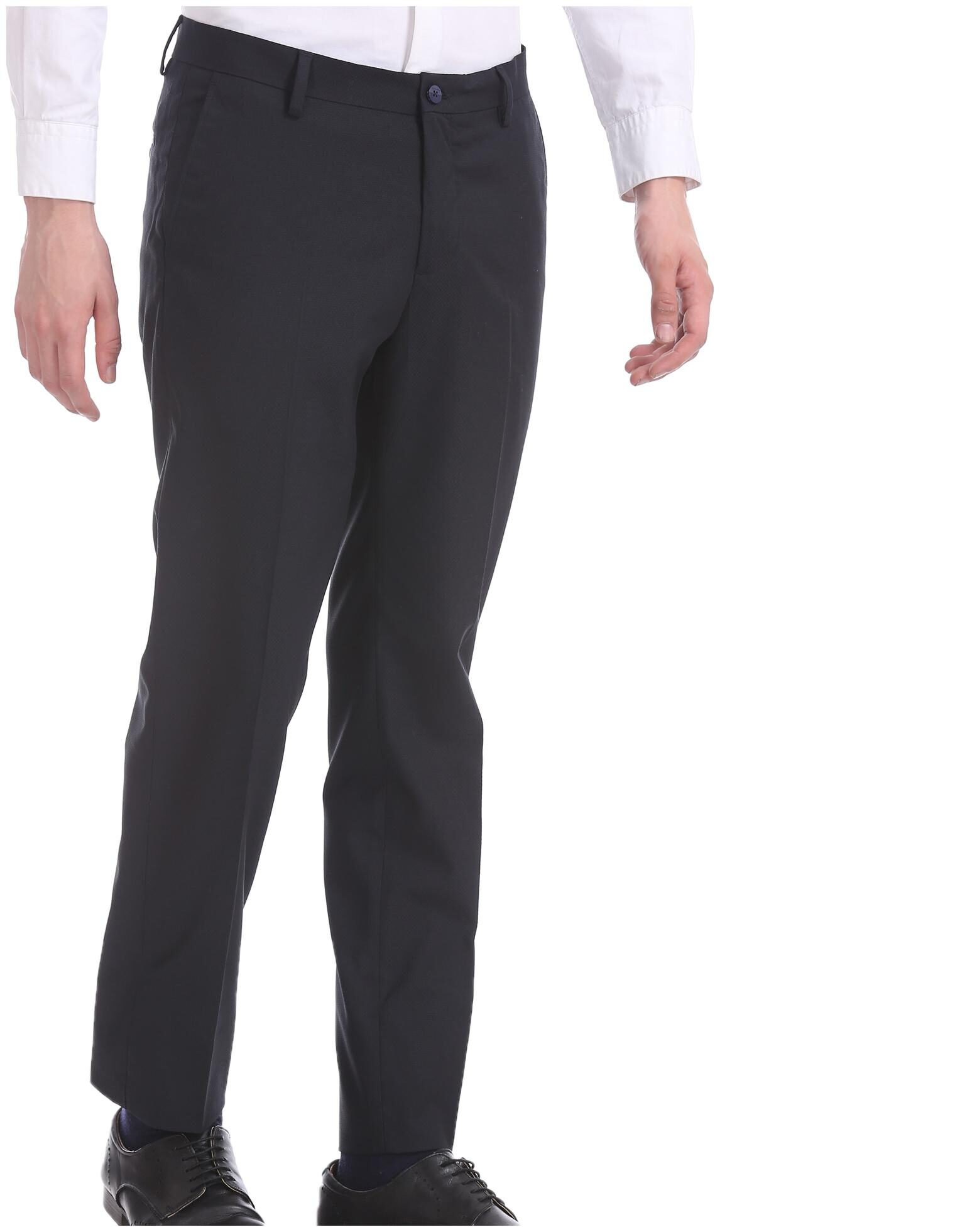 

U S Polo Assn Men Solid Regular Fit Formal Trouser - Blue