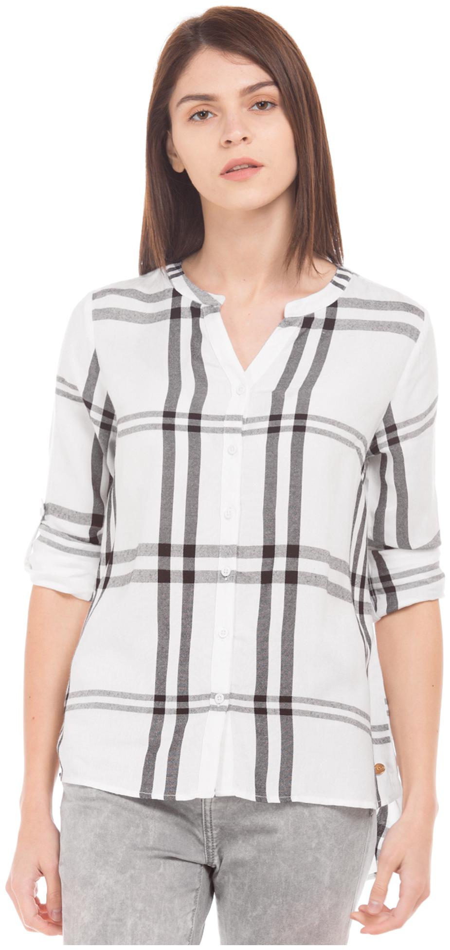 

U S Polo Assn Women Checked Regular top - White