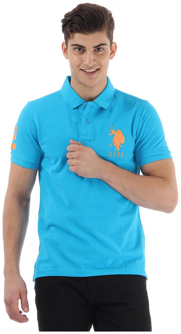 

U S Polo Assn Men Blue Slim fit Cotton Polo collar T-Shirt - Pack Of 1