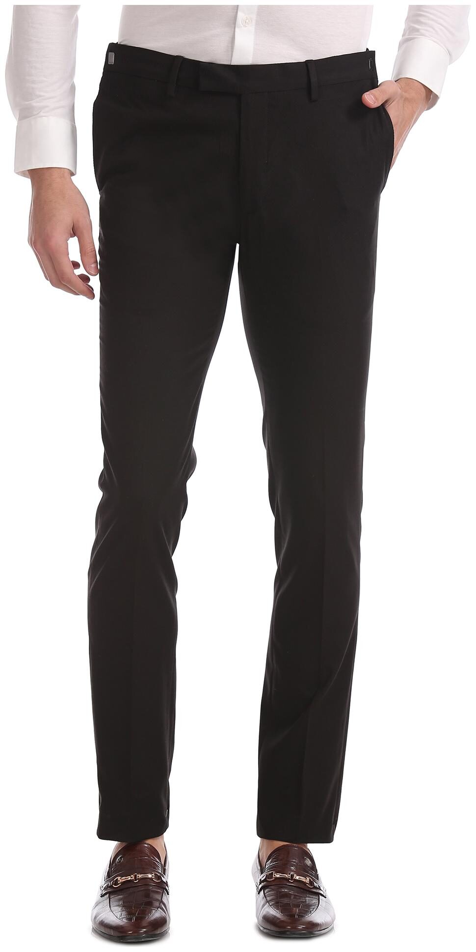 

U S Polo Assn Men Solid Slim Fit Formal Trouser - Black