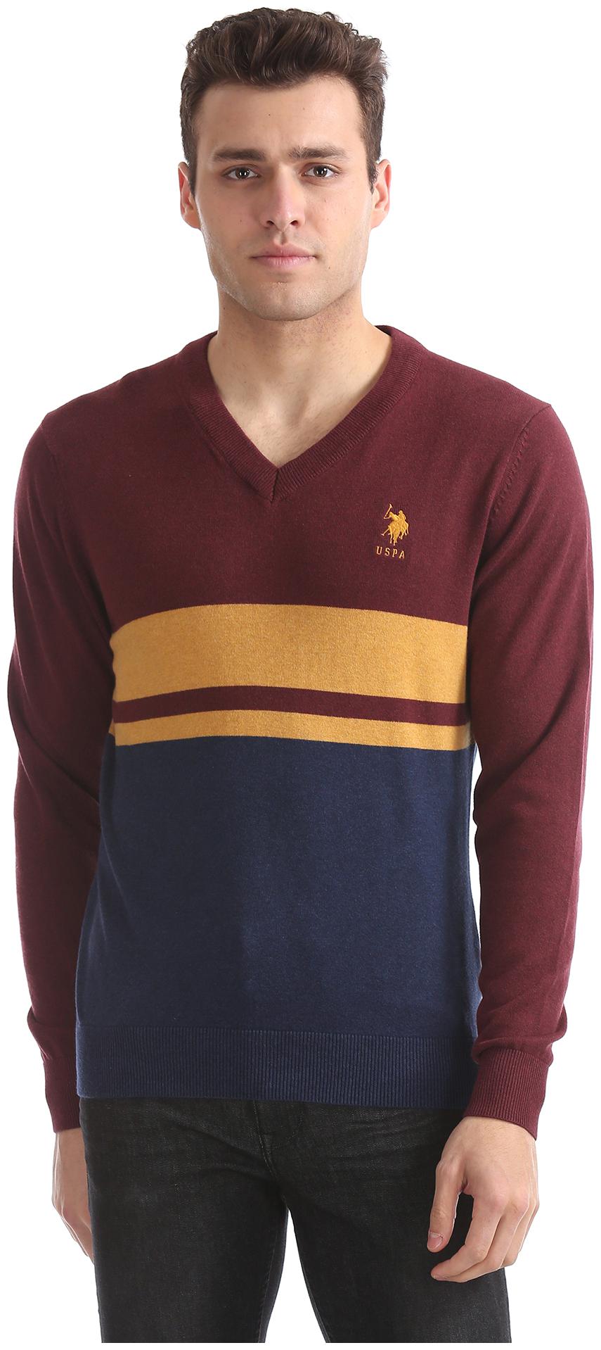

U S Polo Assn Men Red V neck Pullover