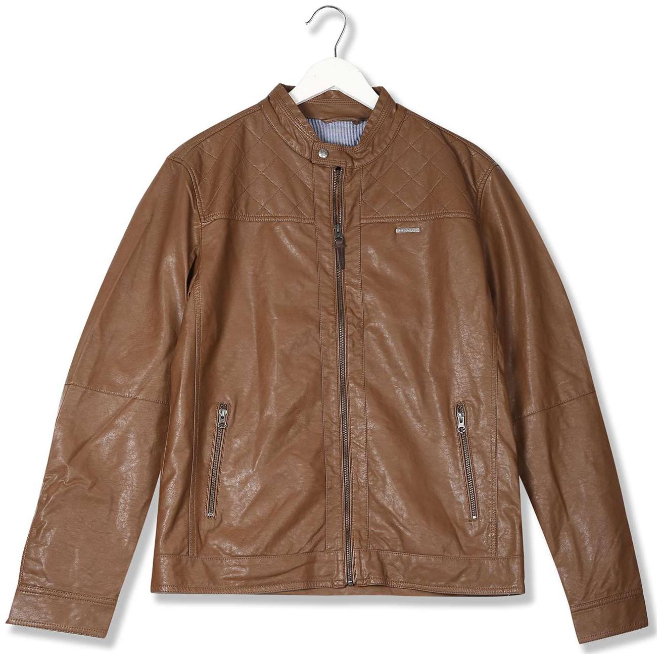 

U S Polo Assn Men Brown Solid Leather jacket