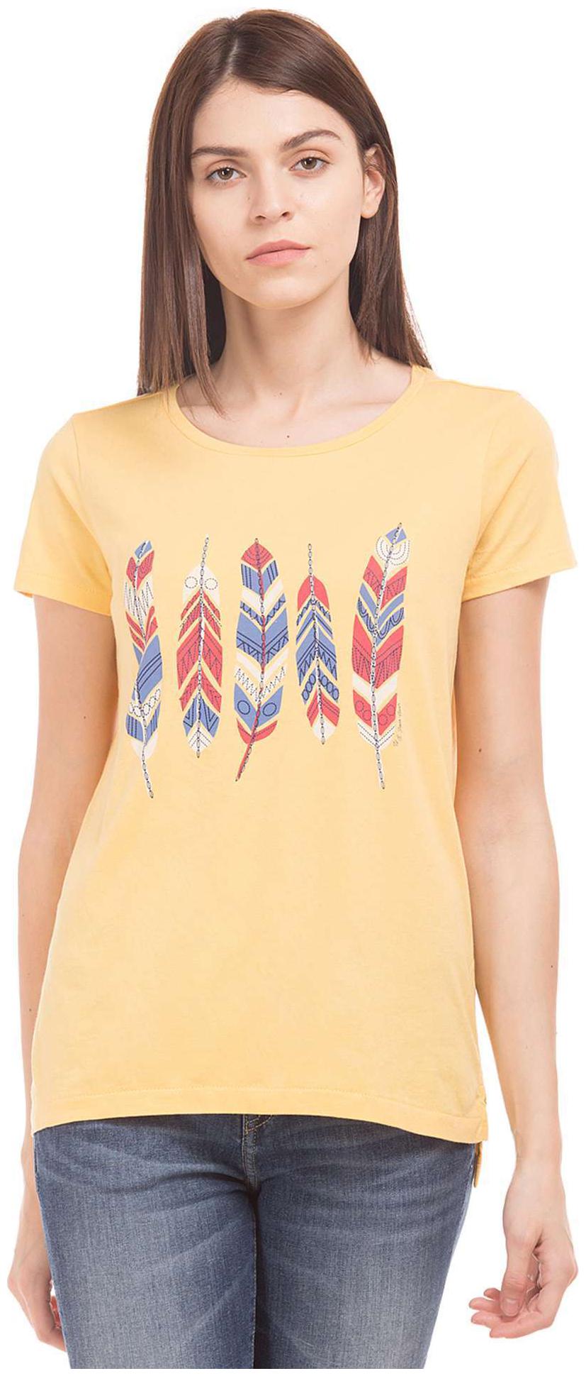 

U S Polo Assn Women Yellow Regular fit Round neck Cotton T shirt