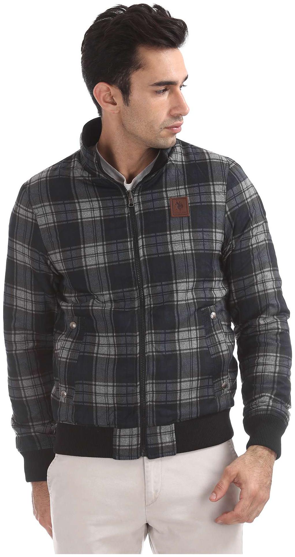 

U S Polo Assn Men Black Solid Bomber jacket