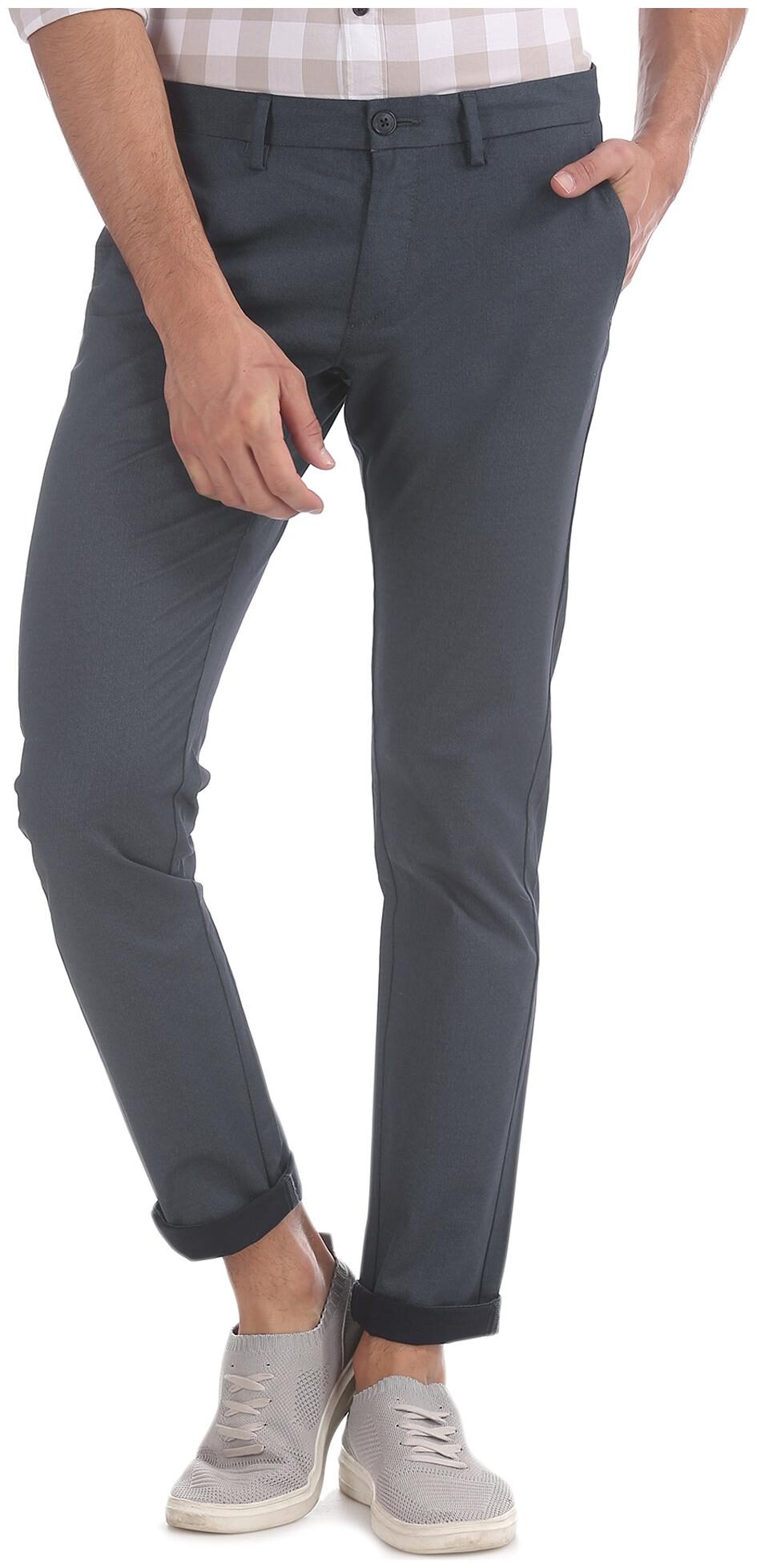 

U S Polo Assn Men Blue Solid Regular fit Regular trousers