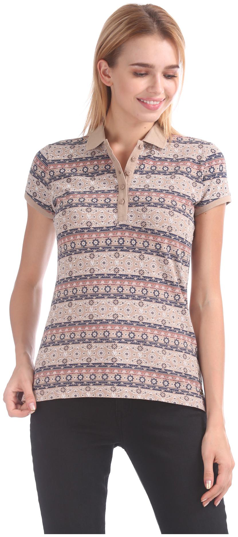 

U S Polo Assn Women Multi Regular fit Polo neck Cotton T shirt