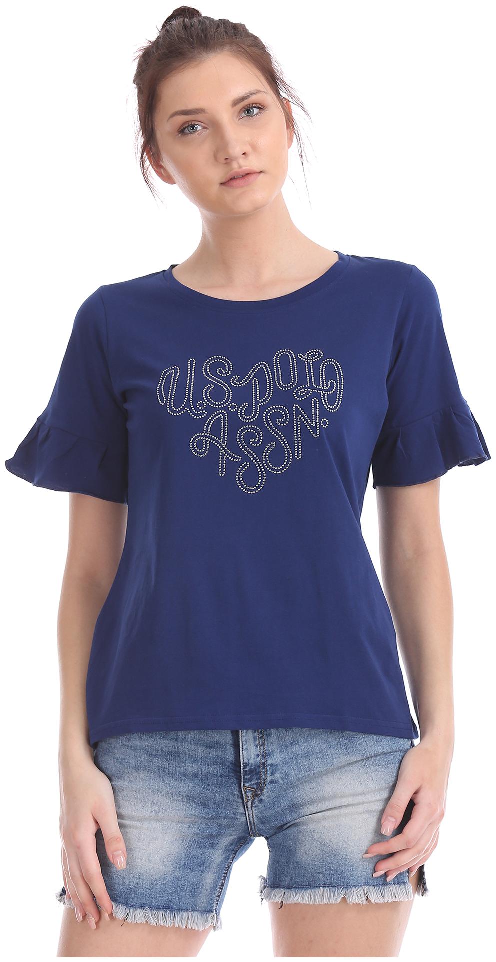 

U S Polo Assn Women Embellished Regular top - Blue