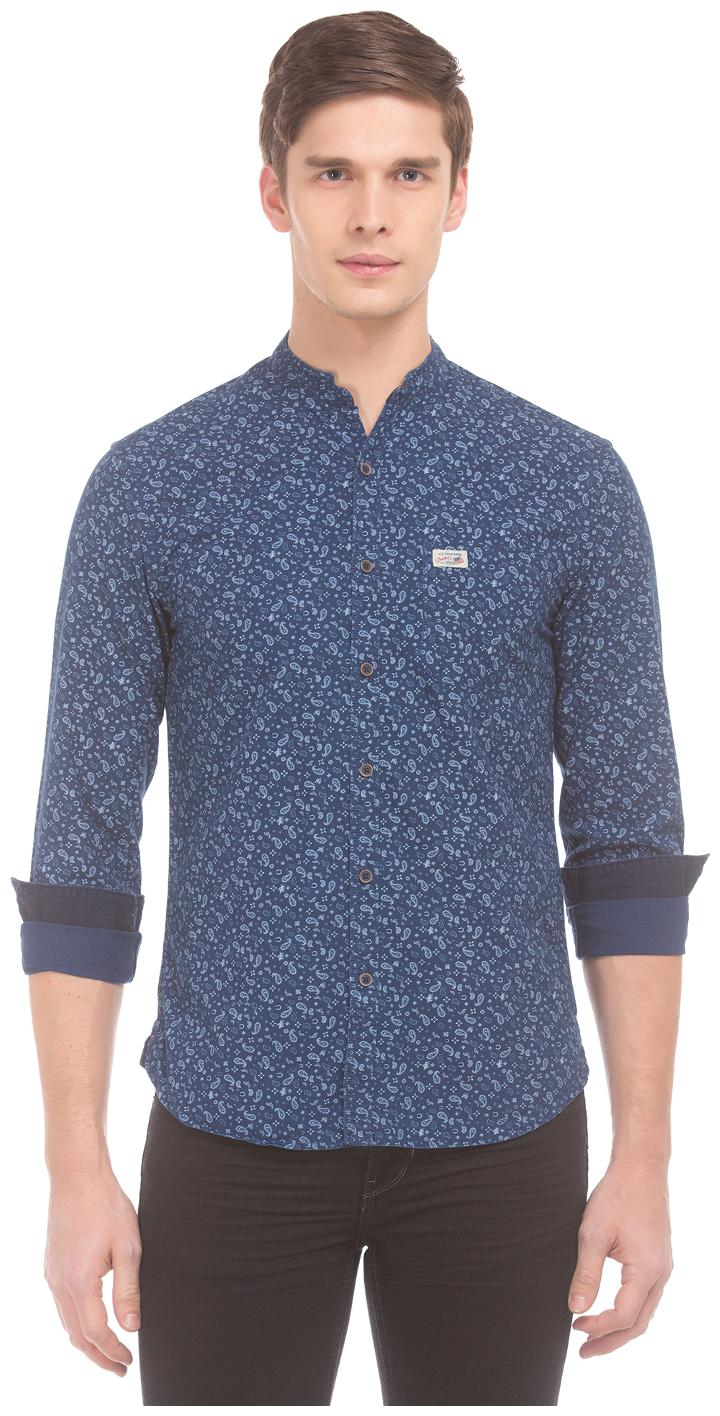 

U S Polo Assn Men Blue Printed Slim Fit Casual Shirt
