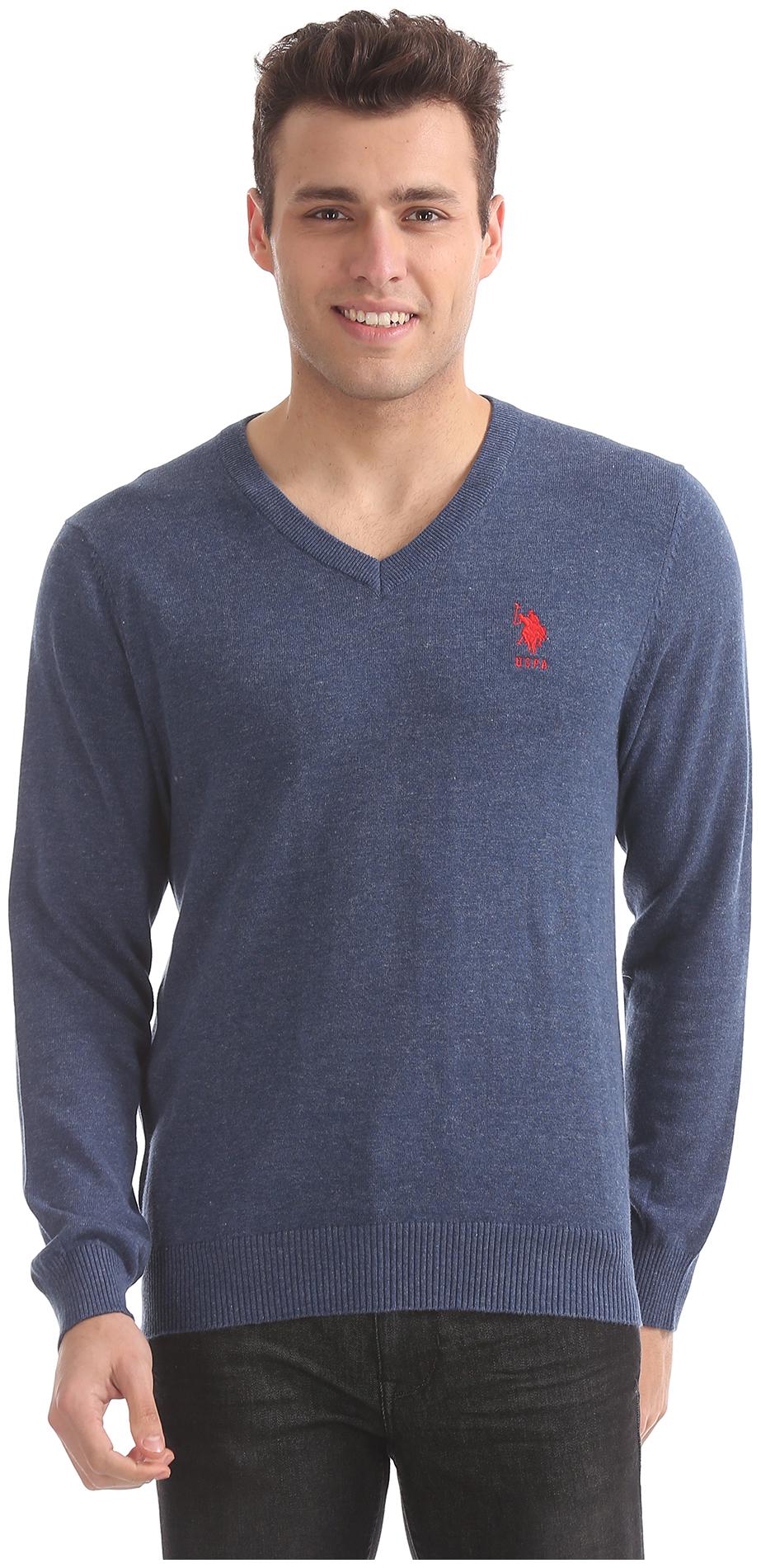 

U S Polo Assn Men Blue V neck Pullover
