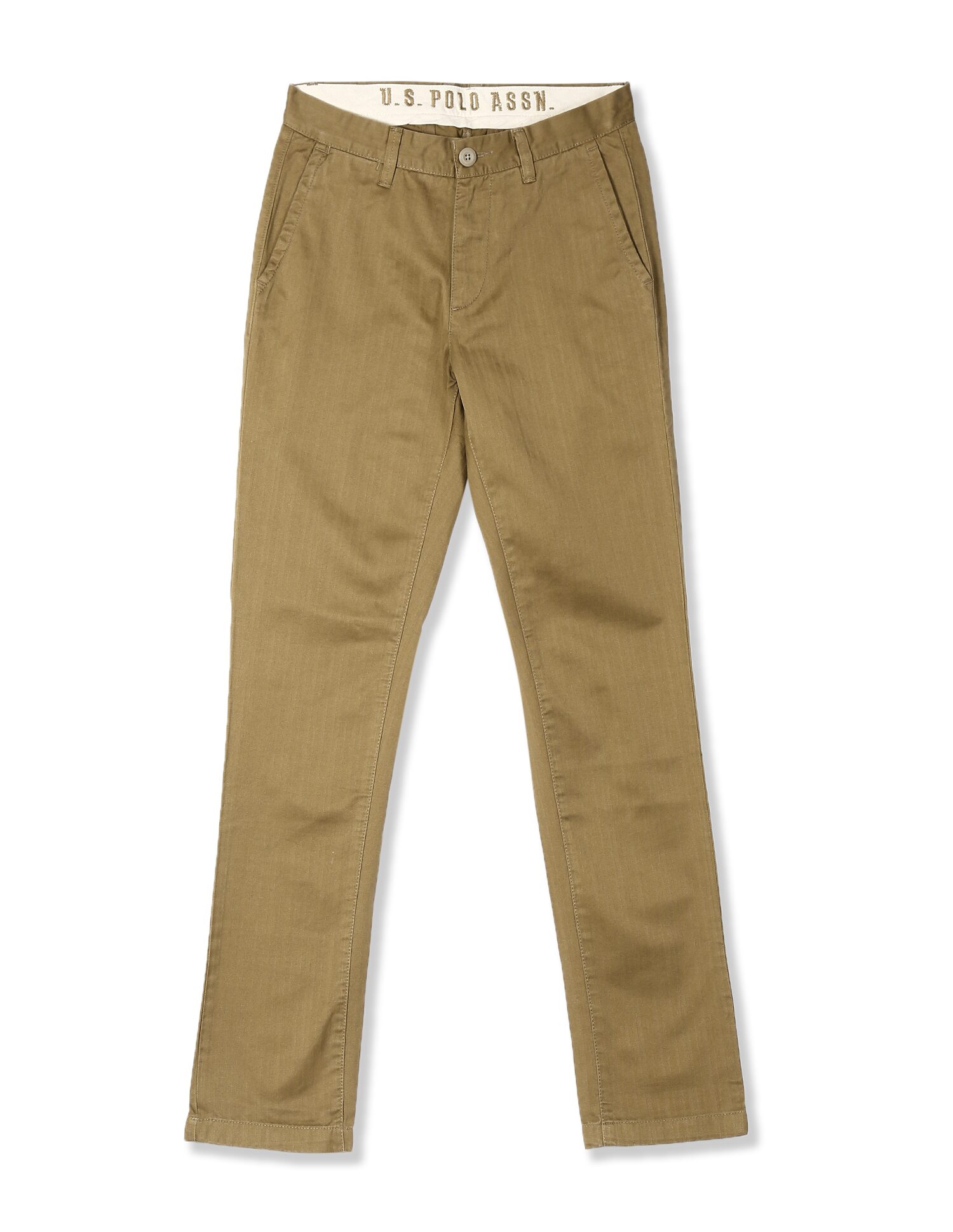 

U S Polo Assn Men Brown Solid Slim fit Regular trousers