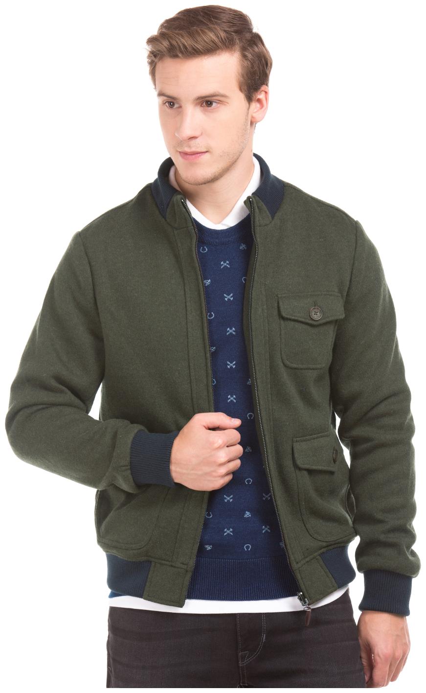

U S Polo Assn Men Green Solid Bomber jacket