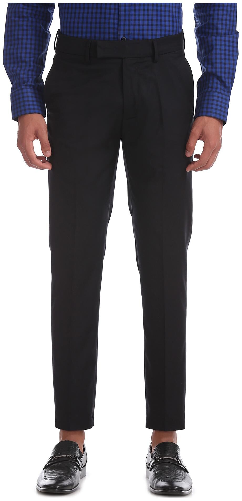

U S Polo Assn Men Solid Skinny Fit Formal Trouser - Black