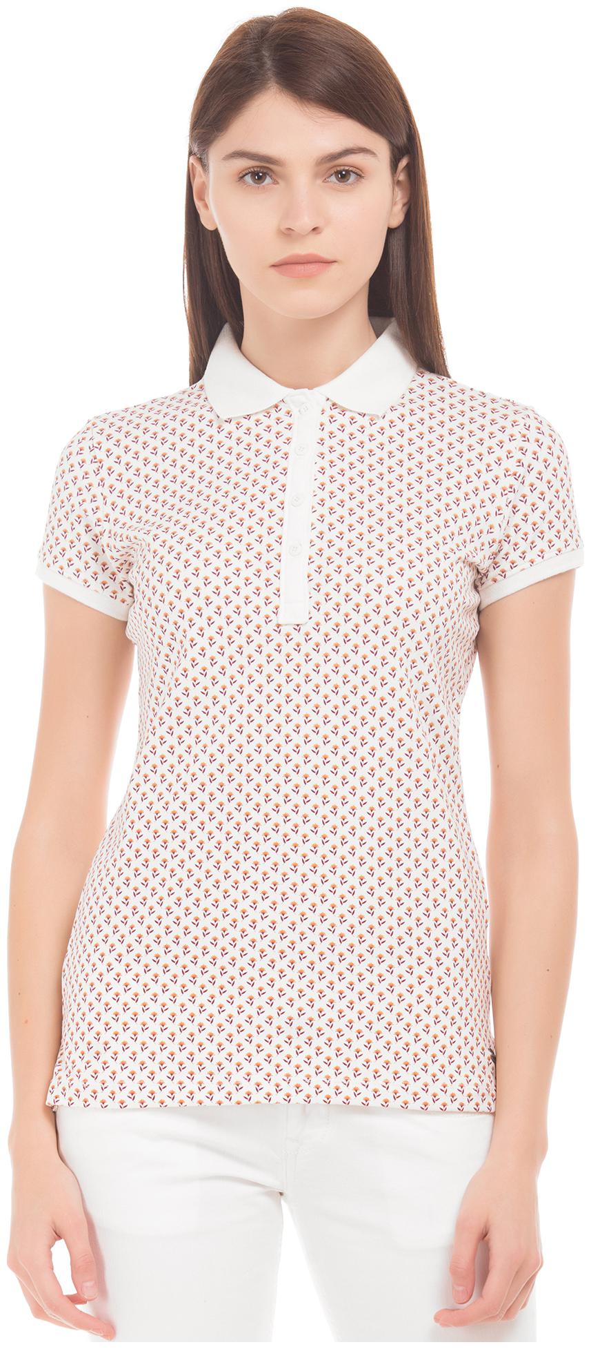 

U S Polo Assn Women White Regular fit Polo neck Cotton T shirt