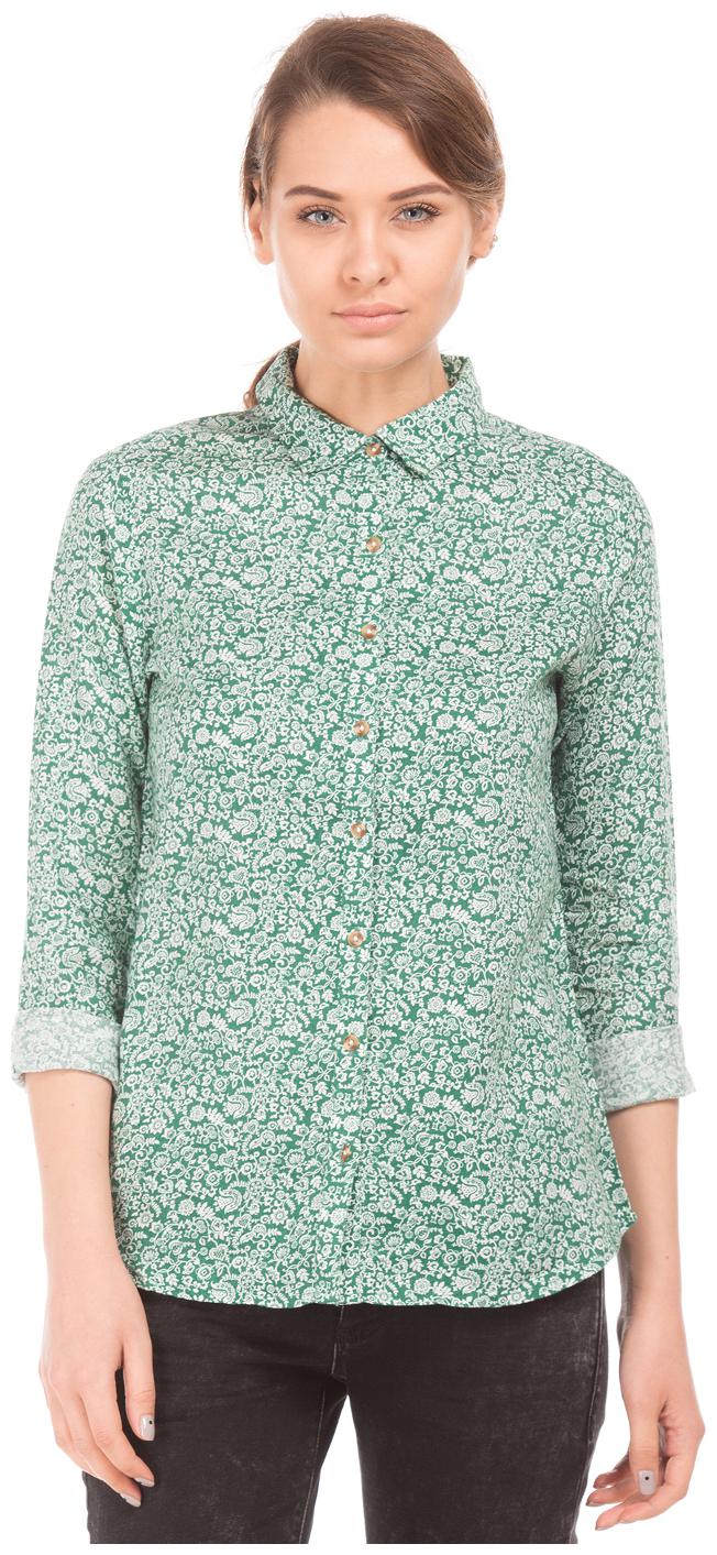 

U S Polo Assn Women Green Striped Regular Fit Shirt