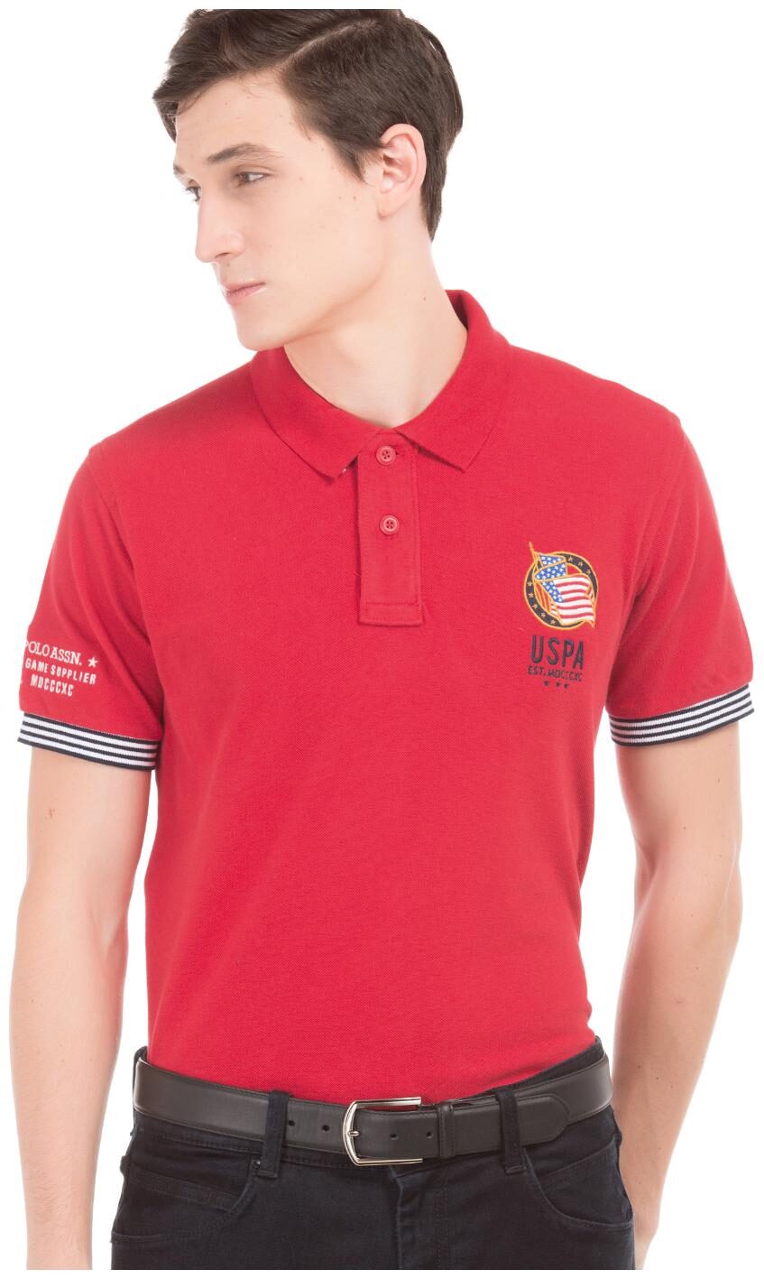 

U S Polo Assn Men Red Slim fit Cotton Polo collar T-Shirt - Pack Of 1