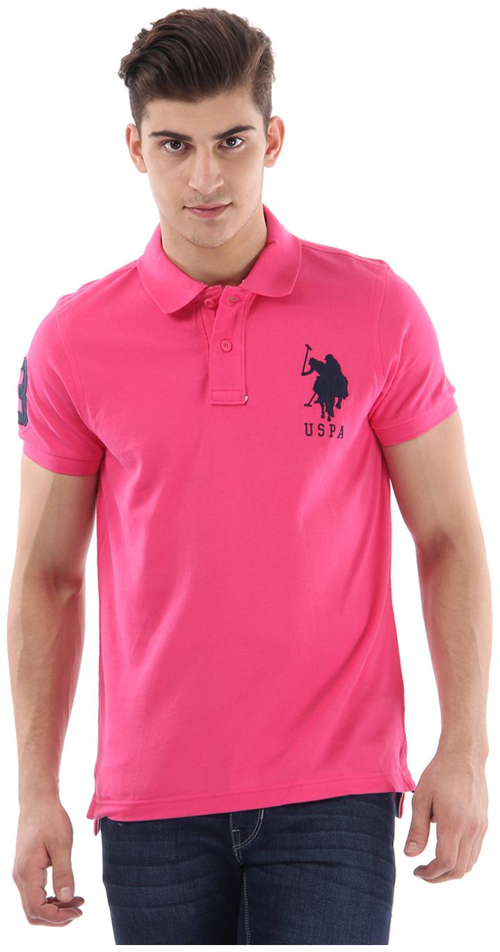 

U S Polo Assn Men Pink Slim fit Cotton Polo collar T-Shirt - Pack Of 1