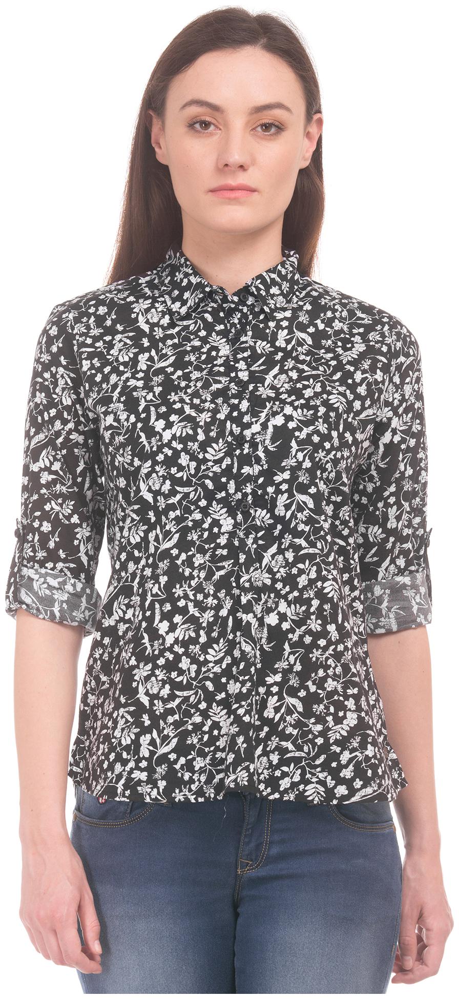 

U S Polo Assn Women Black Printed Regular Fit Shirt
