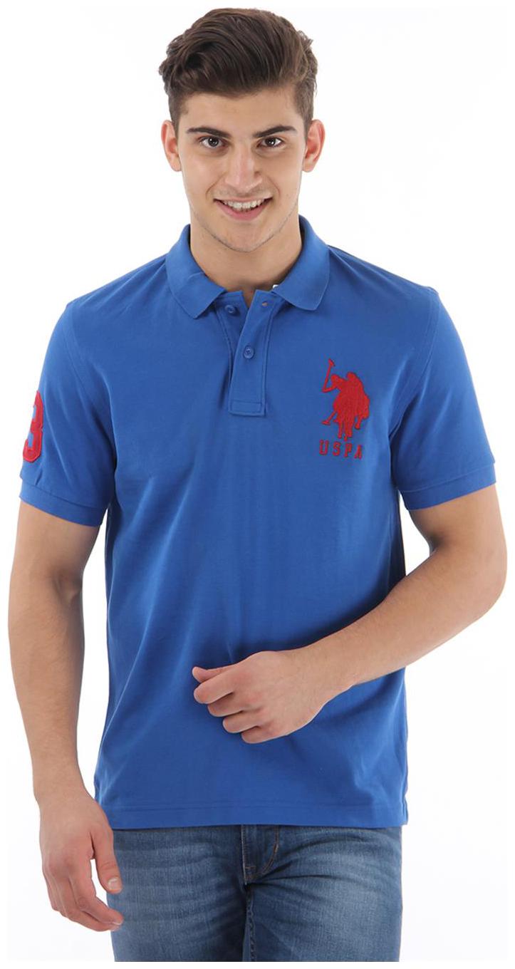 U.S. Polo Assn. Men Slim fit Polo neck Solid T Shirt Blue