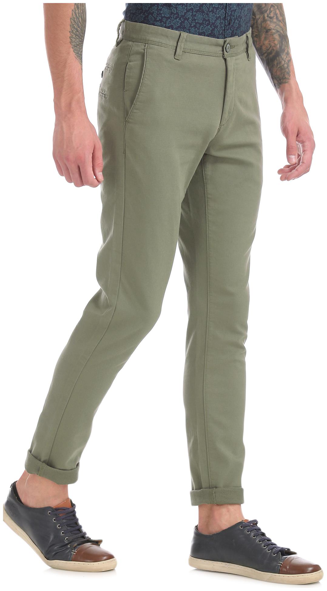 

U S Polo Assn Men Green Solid Regular fit Regular trousers