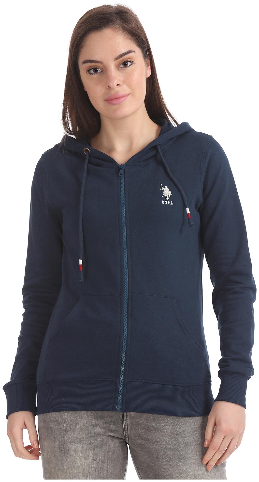 

U S Polo Assn Women Solid Hoodie - Blue