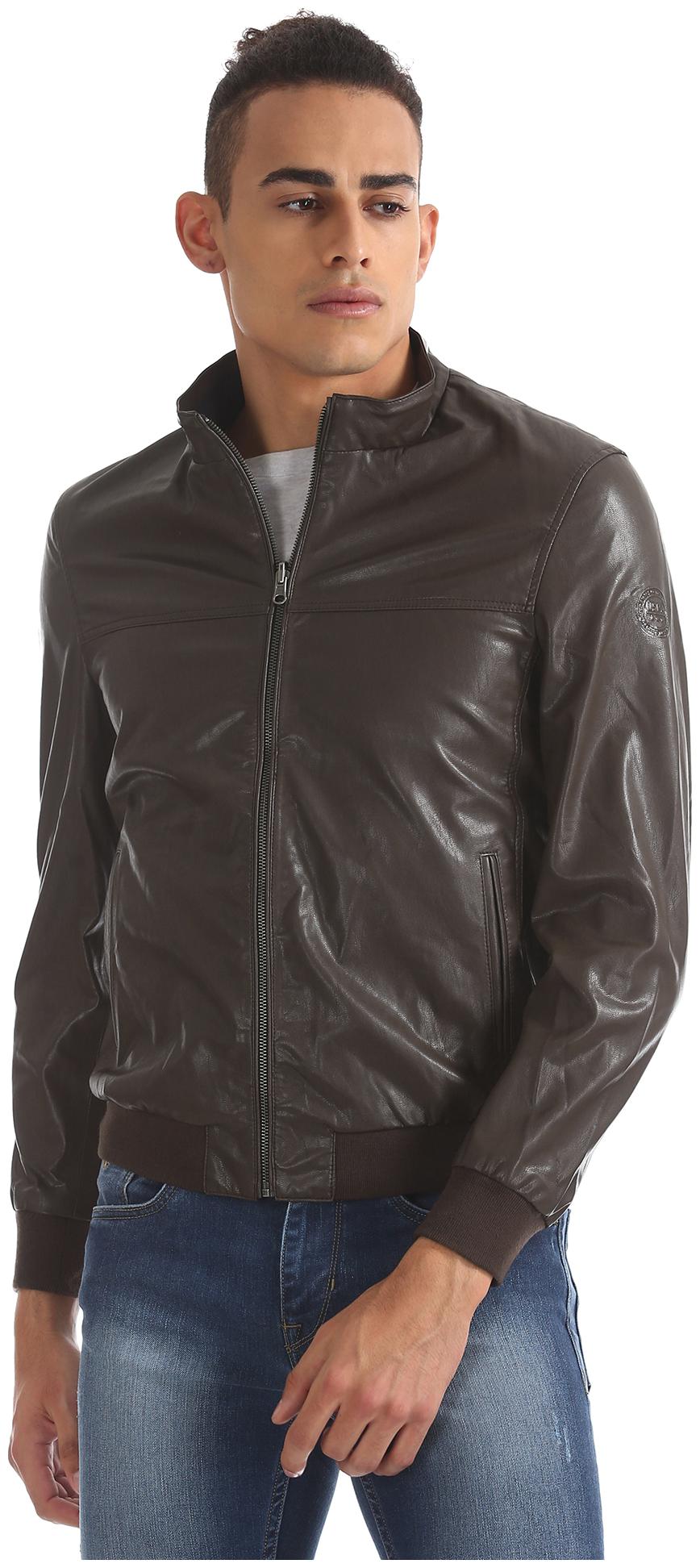 

U S Polo Assn Men Brown Solid Bomber jacket