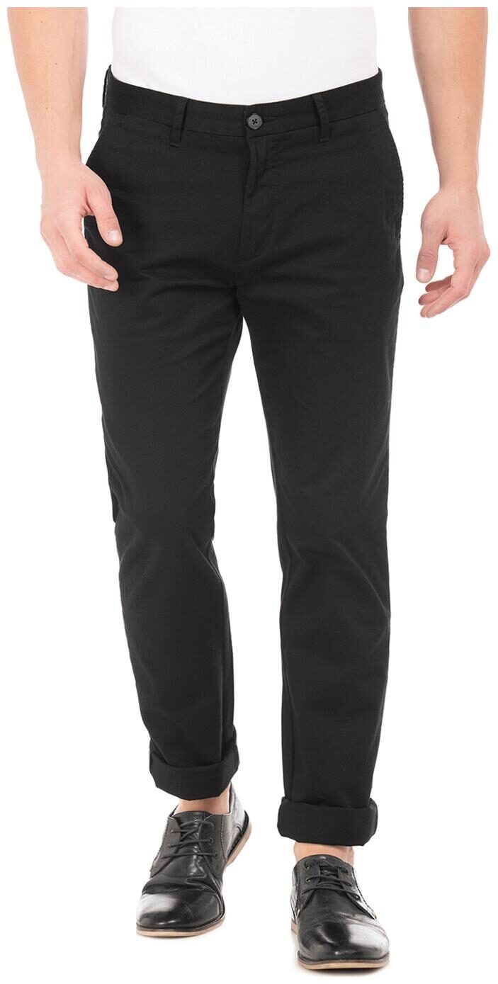 

U S Polo Assn Men Black Solid Slim fit Regular trousers