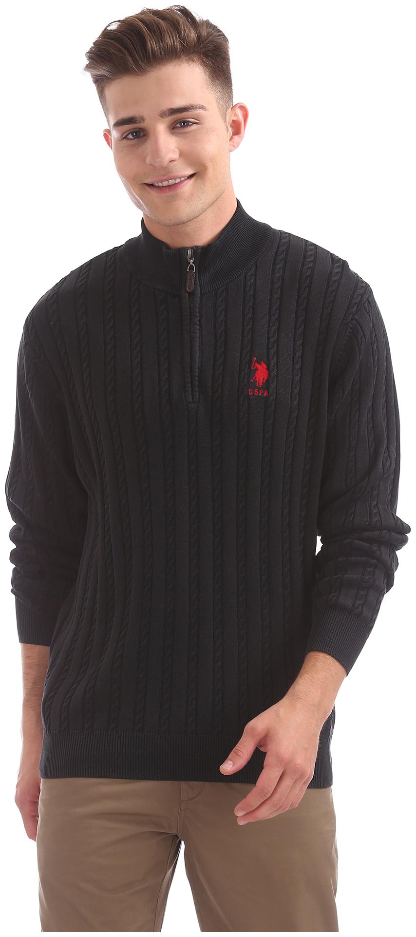 

U S Polo Assn Men Black High neck Pullover