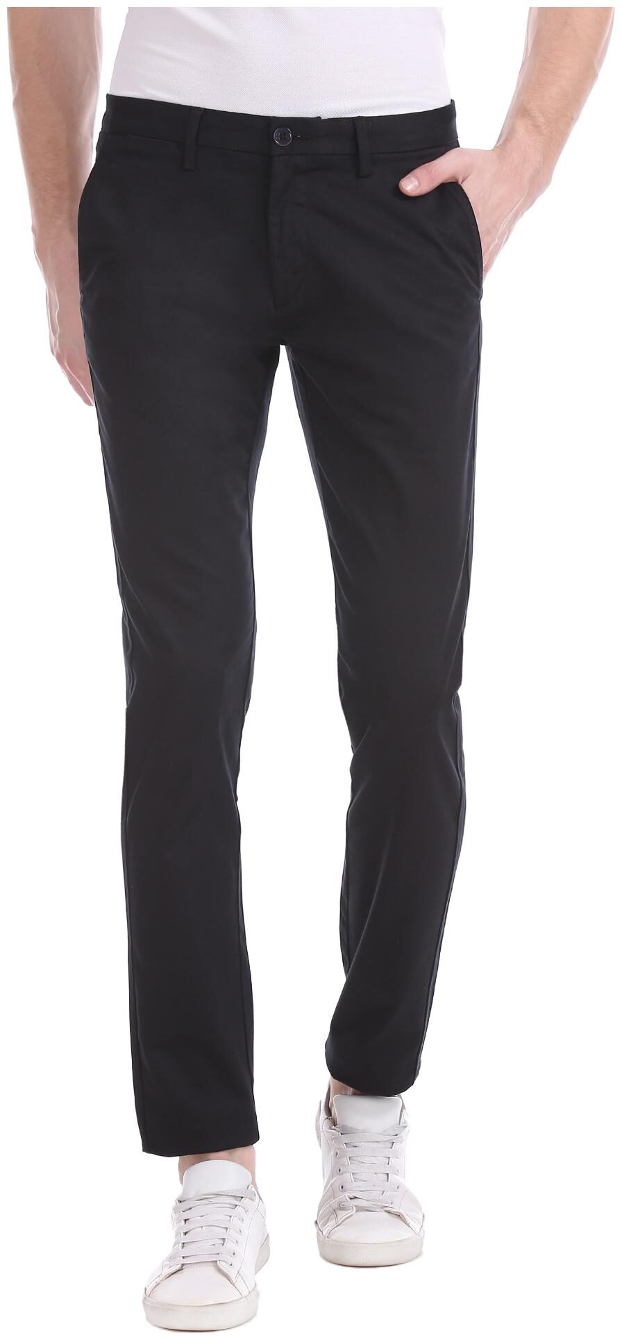 

U S Polo Assn Men Black Solid Regular fit Regular trousers